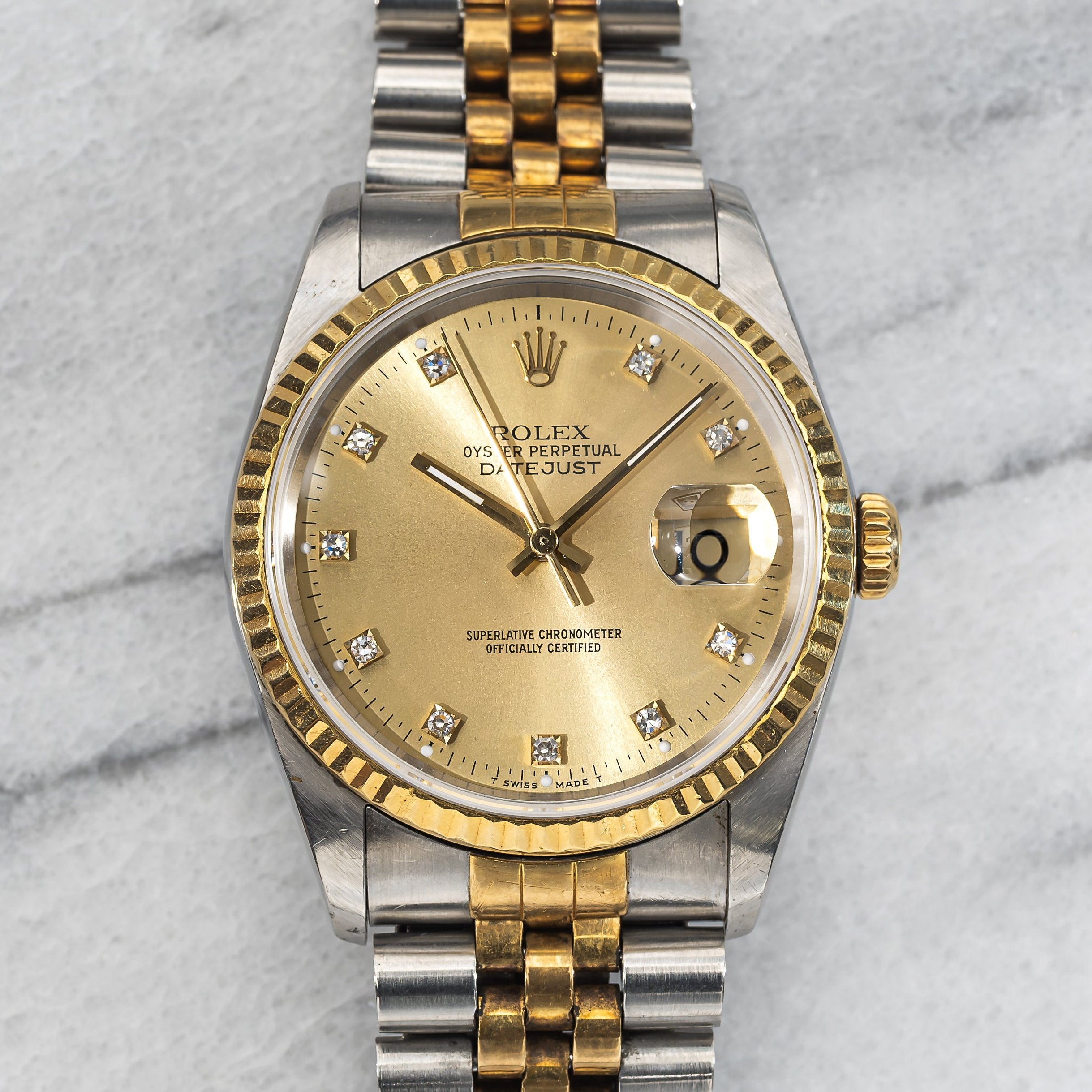Rolex Datejust 16233 – Champagne Diamond Dial
