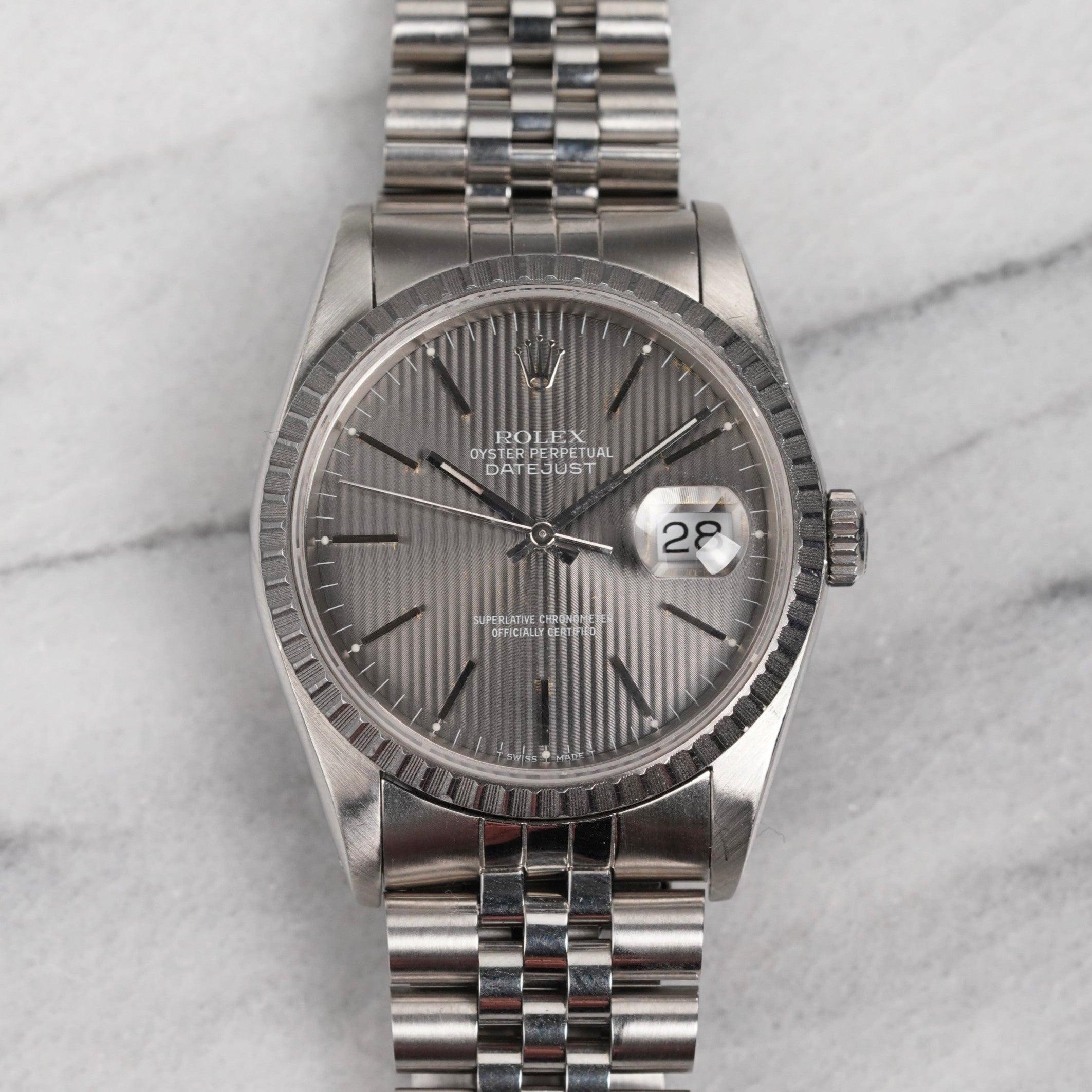 Rolex Datejust 16220 - Grey Tapestry Dial