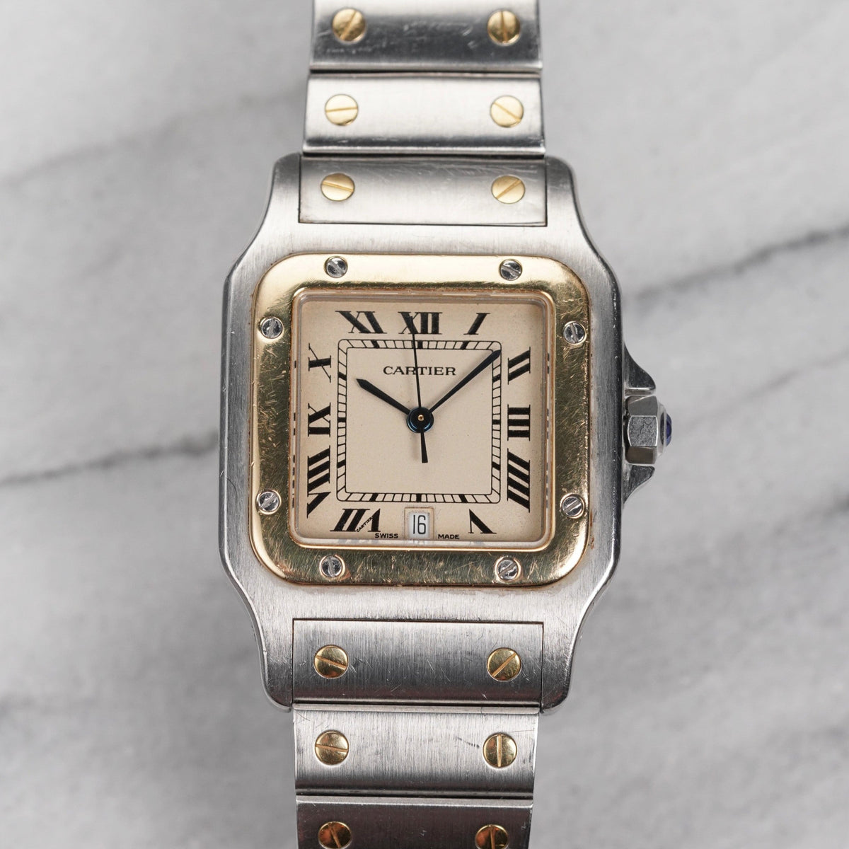 Cartier Santos Galbe SM Watch Quartz Ivory Dial SOLD OUT • 已售出］ Cartier Santos Galbee MOP Asia Special  main image 2