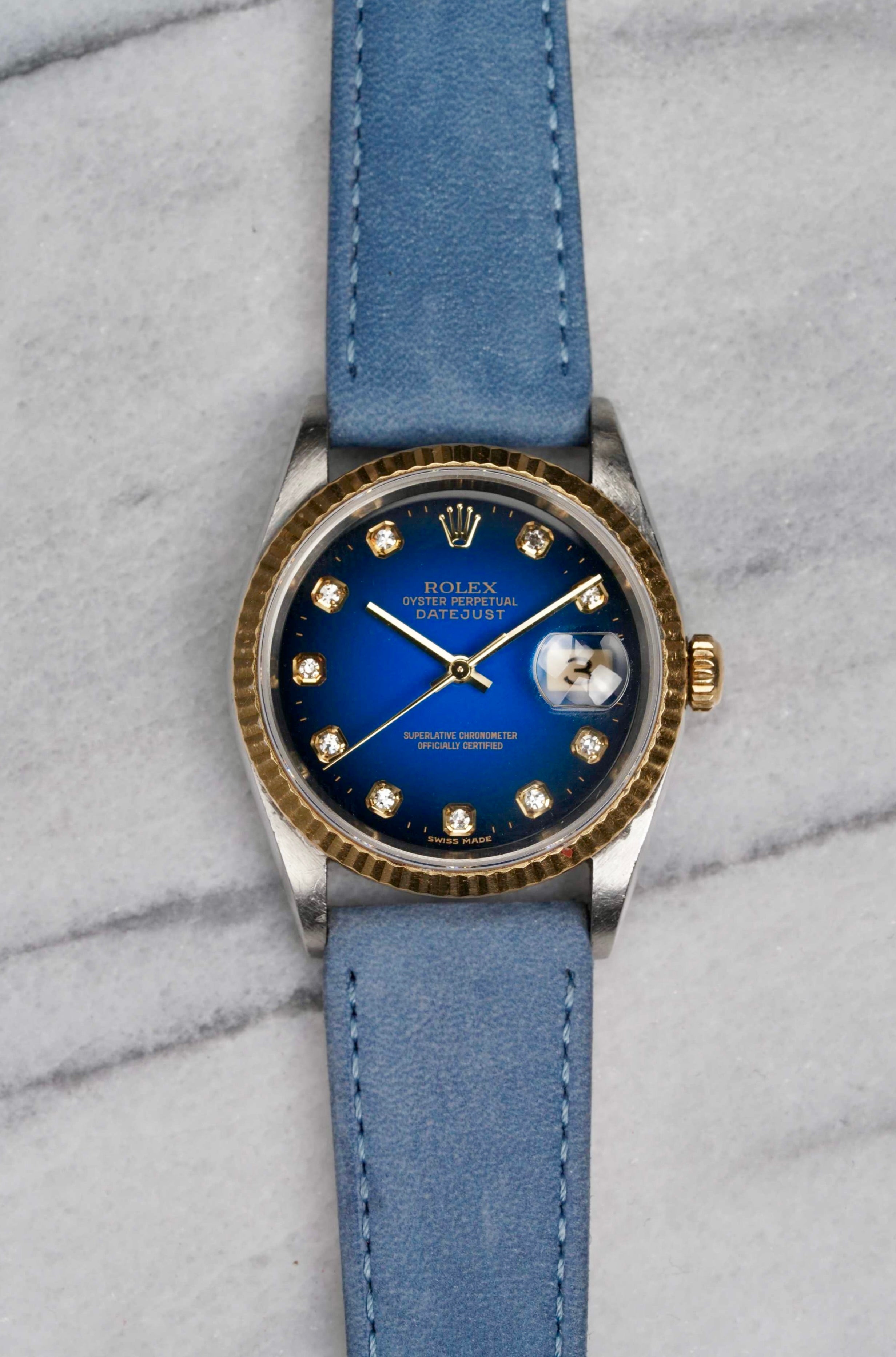 Rolex Datejust 16233G - Blue Vignette Dial