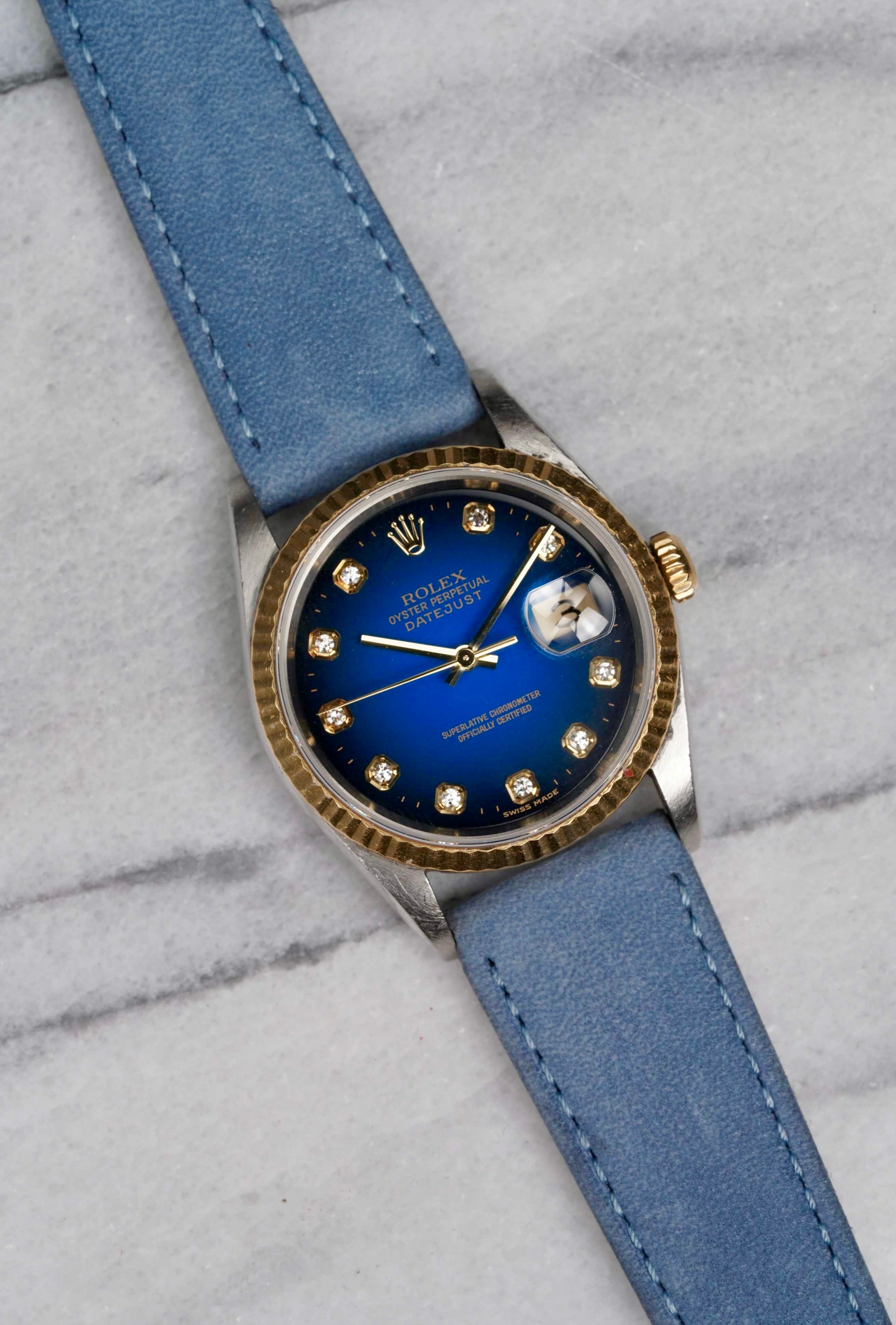 Rolex Datejust 16233G - Blue Vignette Dial