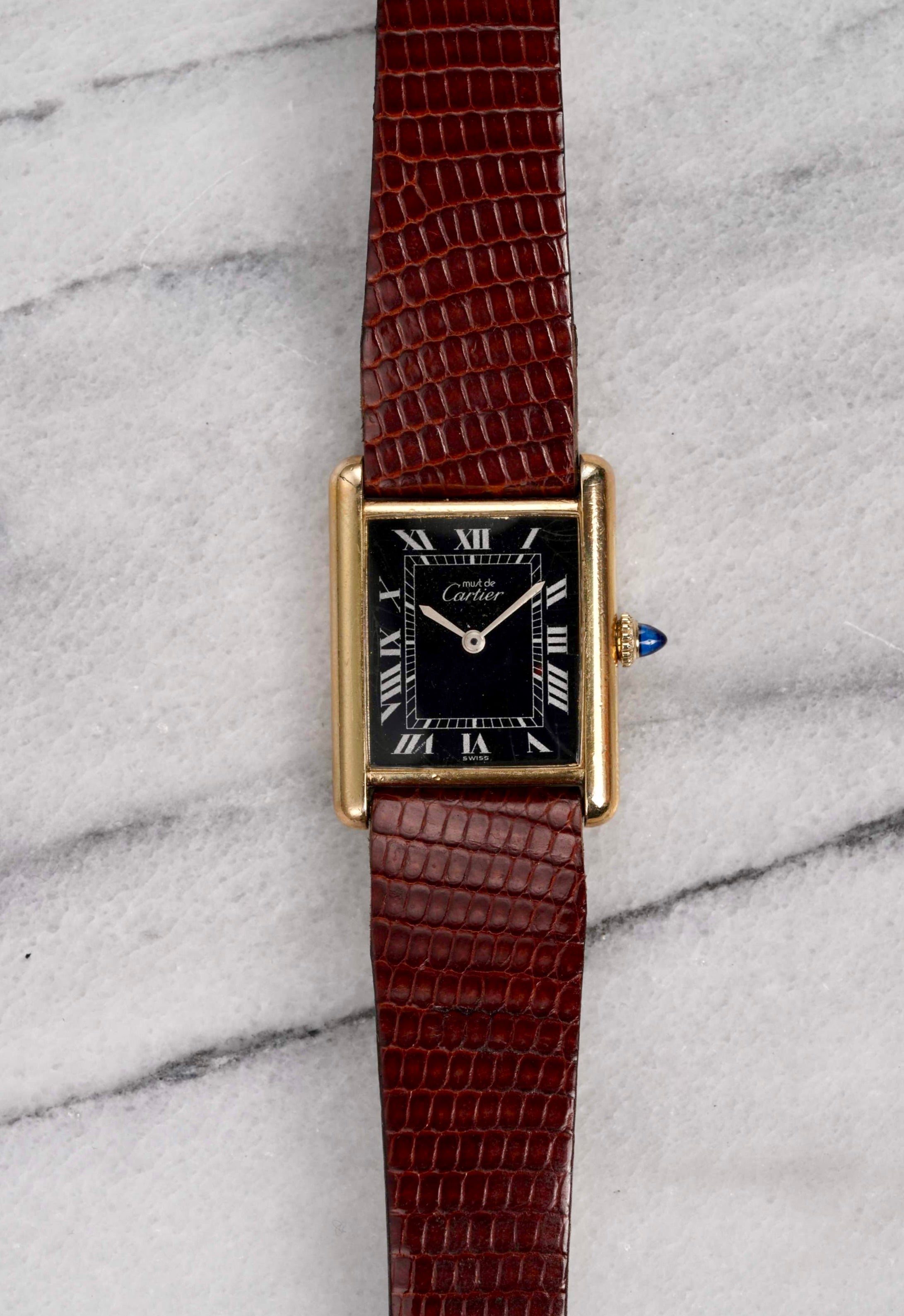 Cartier Tank - Black Roman Dial.