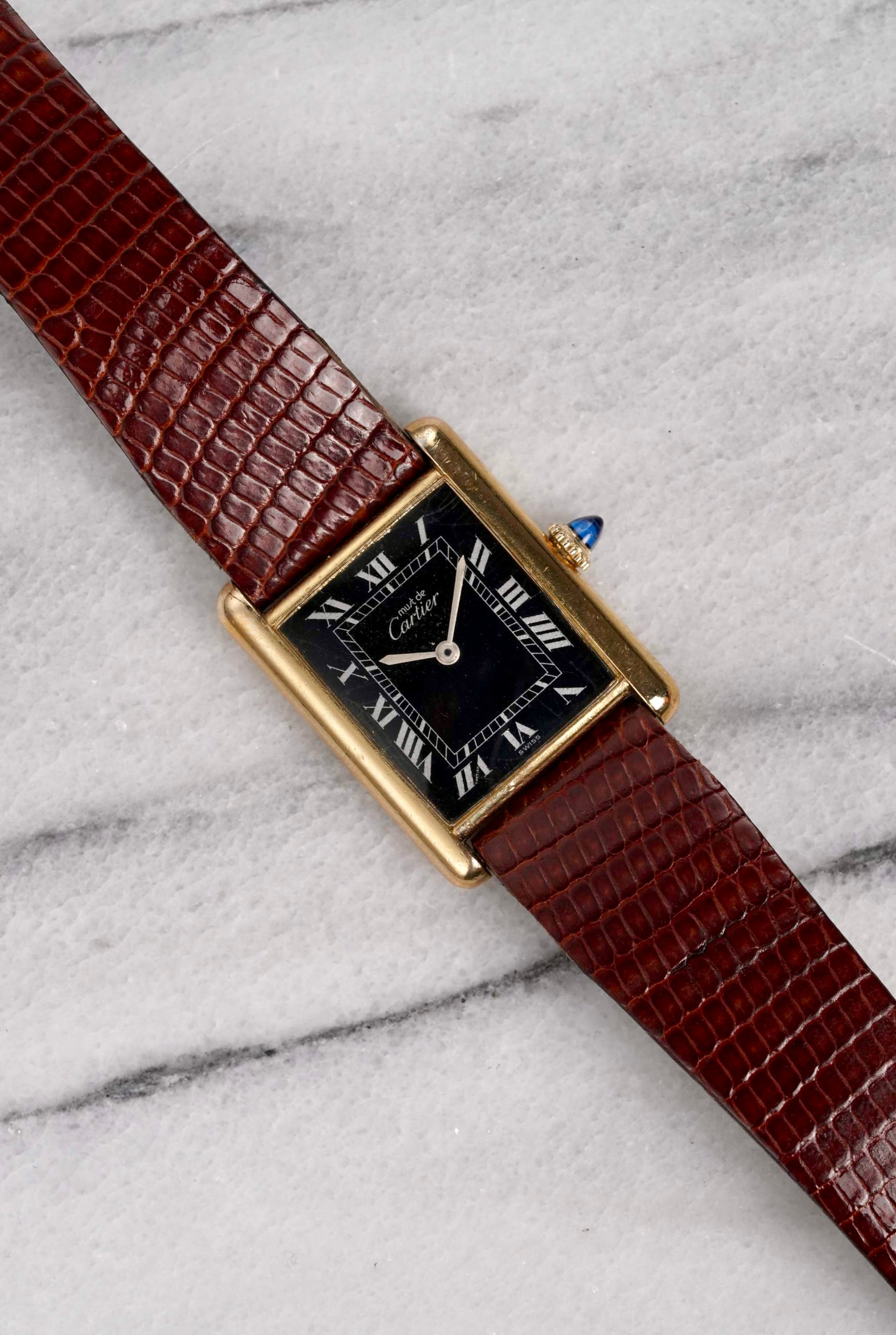 Cartier Tank - Black Roman Dial.