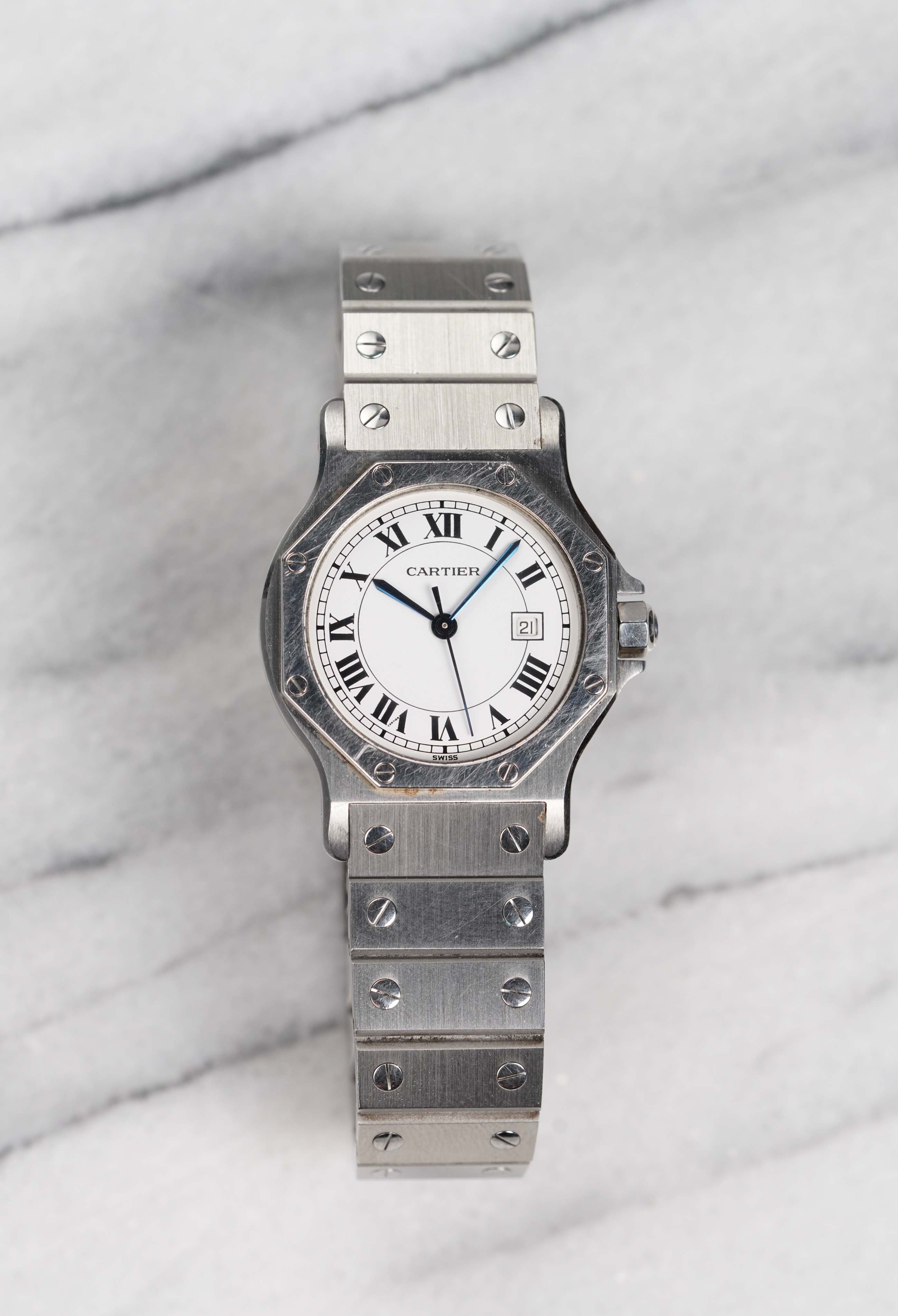 Cartier Octagon - White Roman Dial