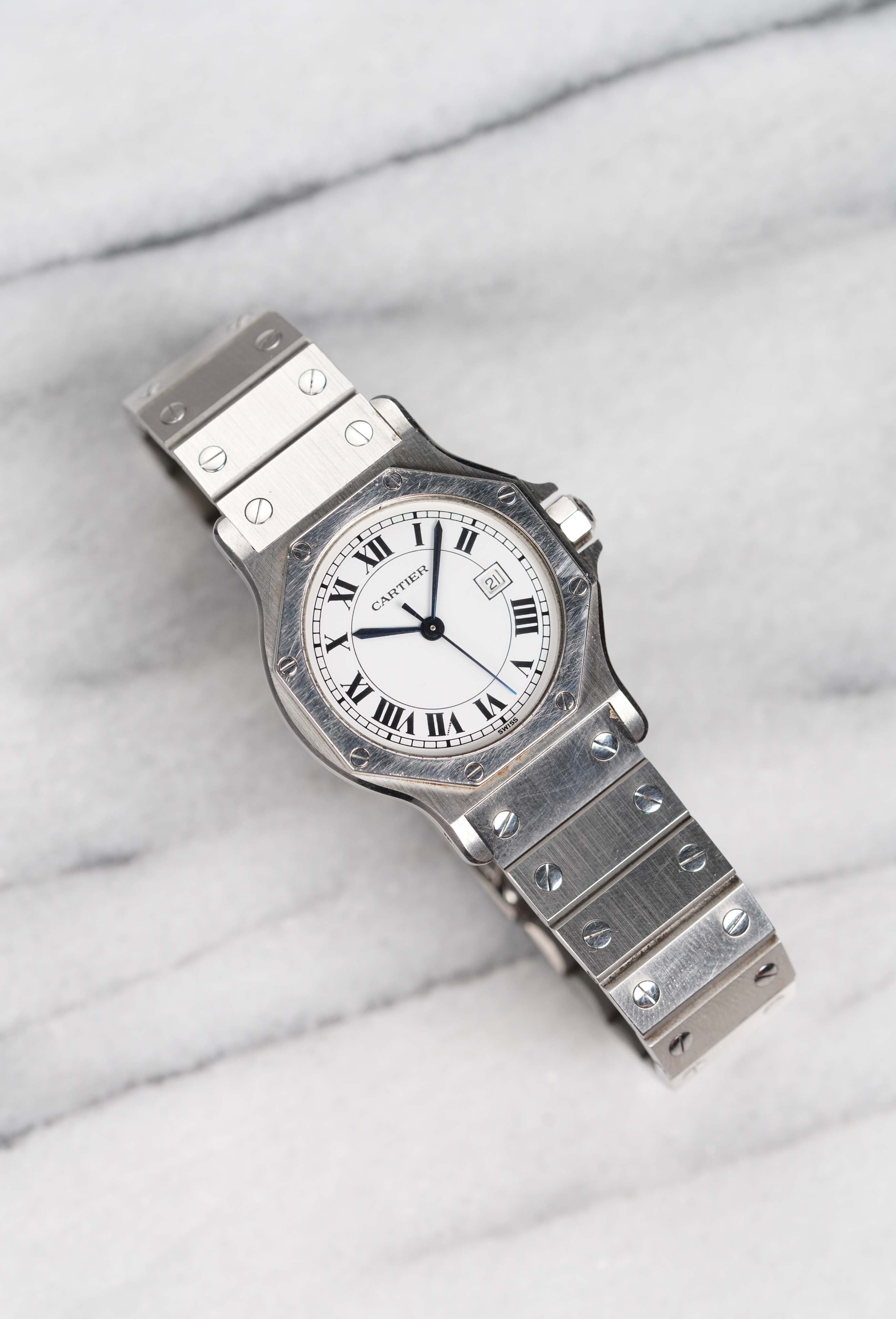 Cartier Octagon - White Roman Dial