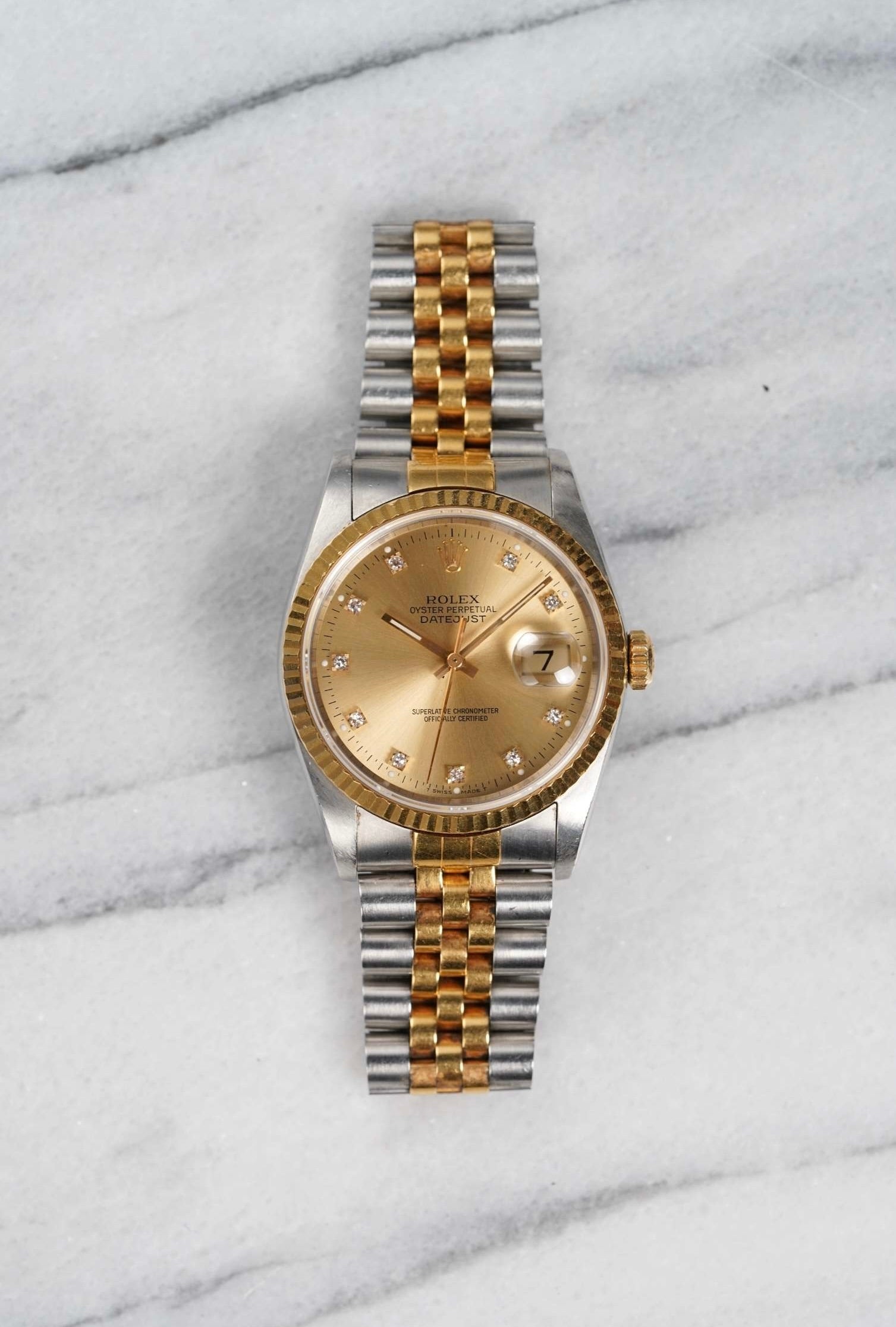 Rolex Datejust 16233G - Champagne Diamond Dial