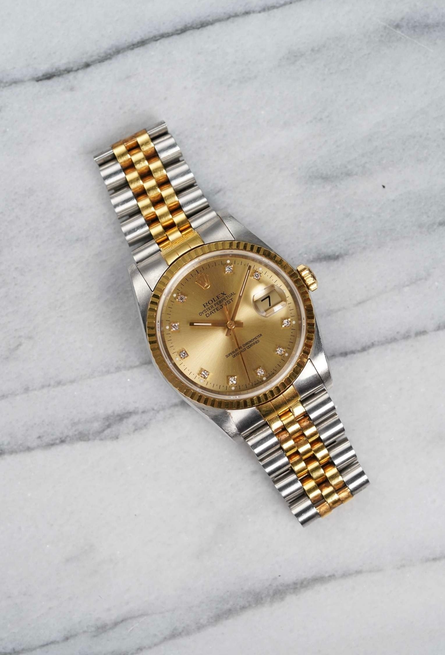 Rolex Datejust 16233G - Champagne Diamond Dial