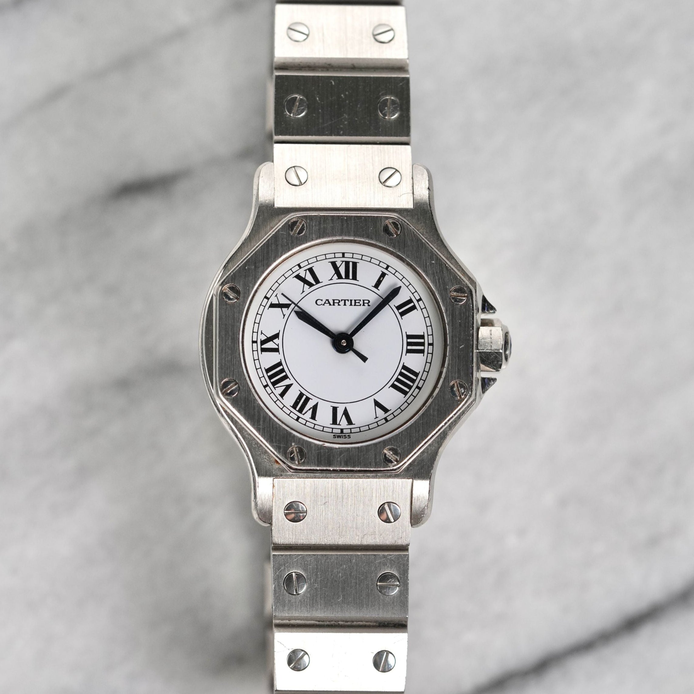 Cartier Santos Octagon - White Roman Dial