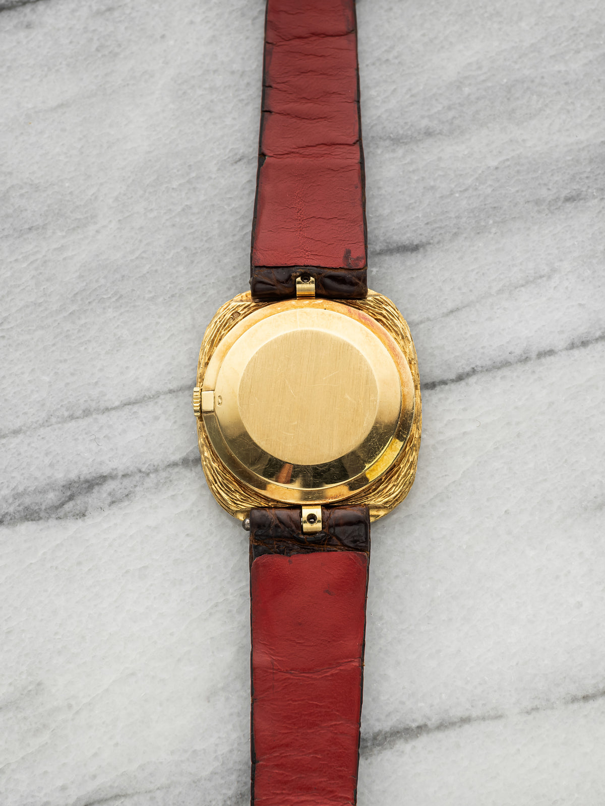 Vintage 1970s Movado Ellipse 18K Yellow Gold Malachite Stone Dial Manual 32mm