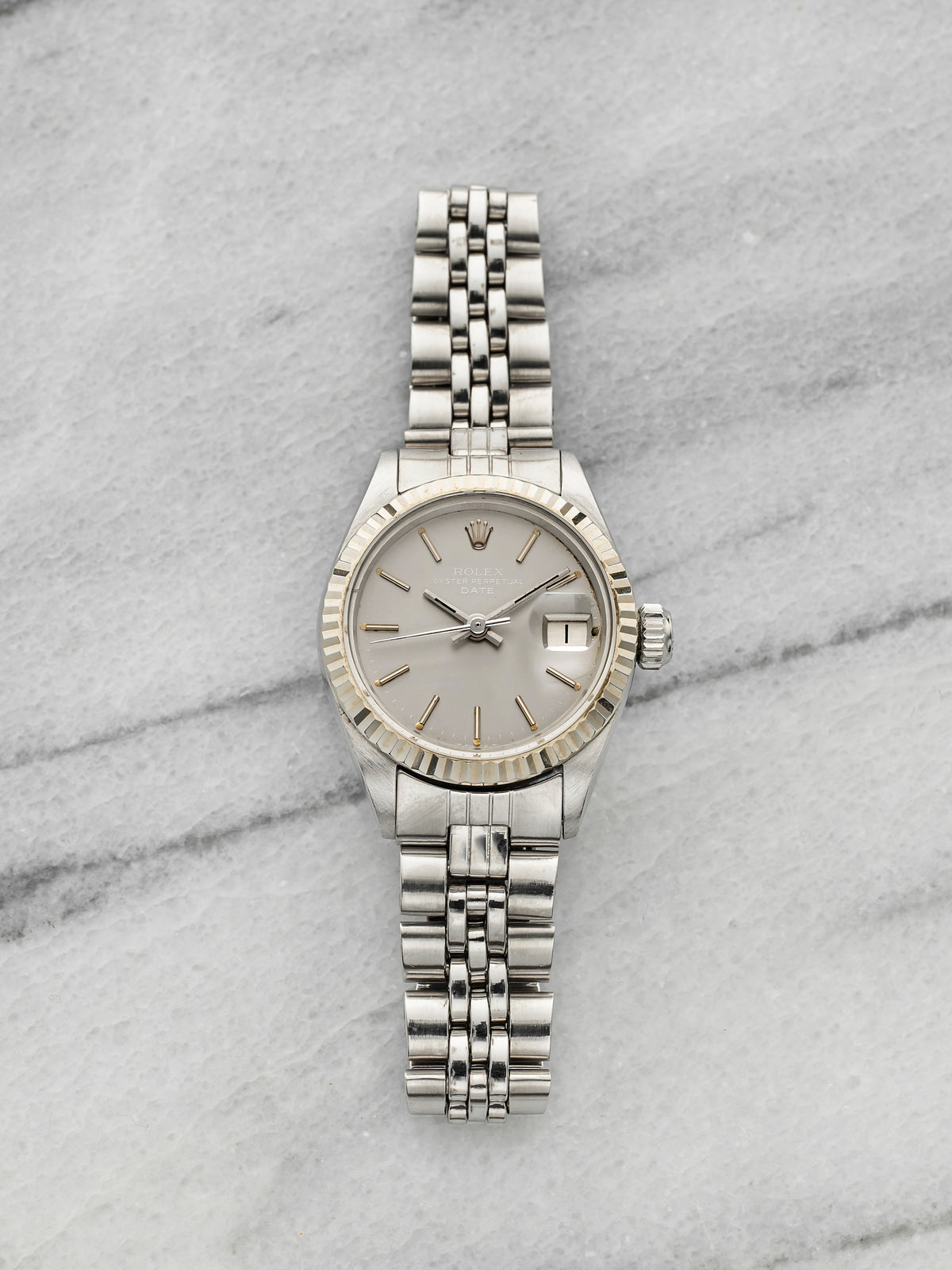 Vintage 1971 Rolex Lady Datejust 6917 Steel Grey Ghost Dial WG Bezel Auto 26mm