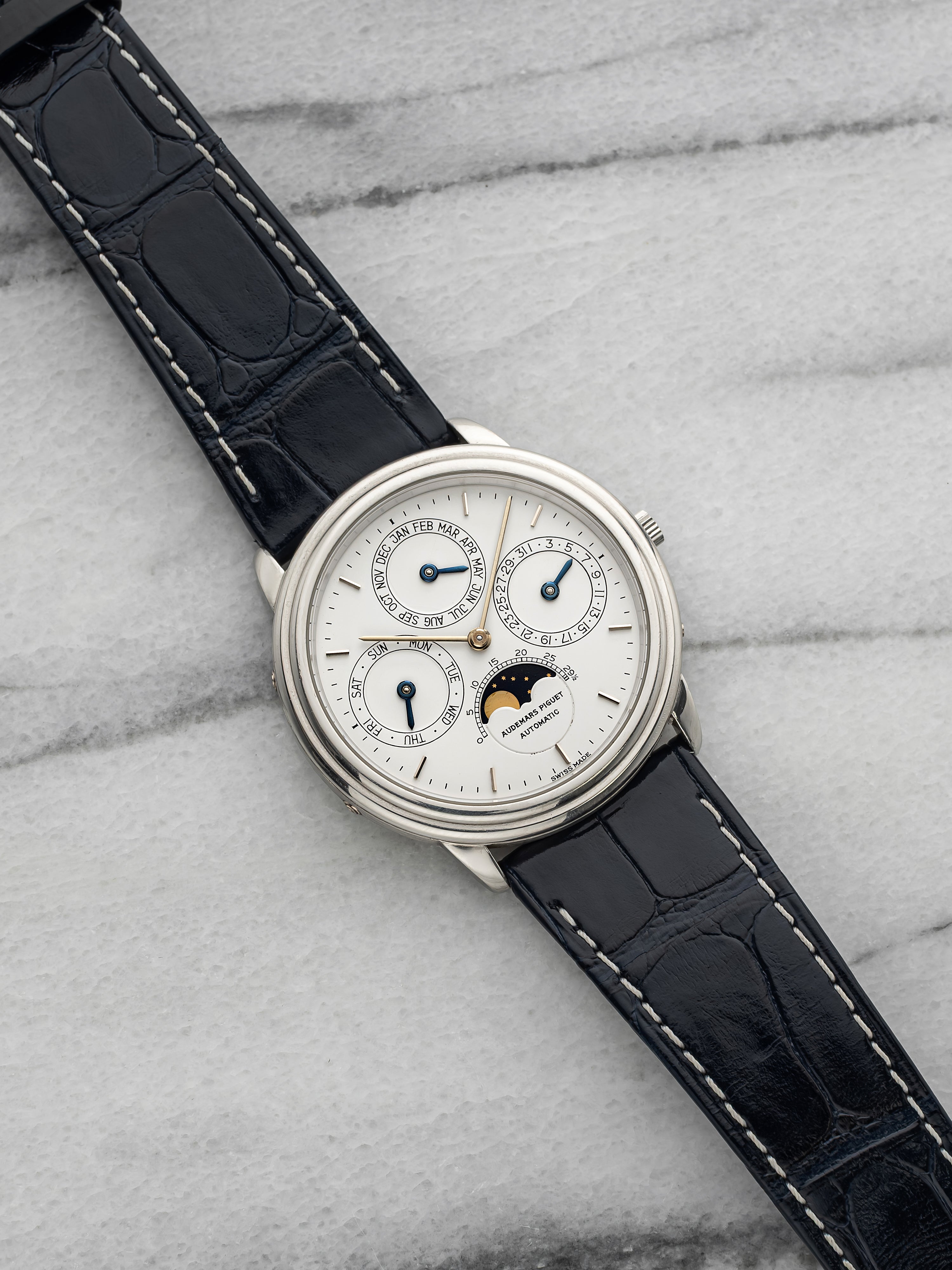 Vintage 80s Audemars Piguet Quantieme Perpetual 25548PT Platinum Moonphase 36mm