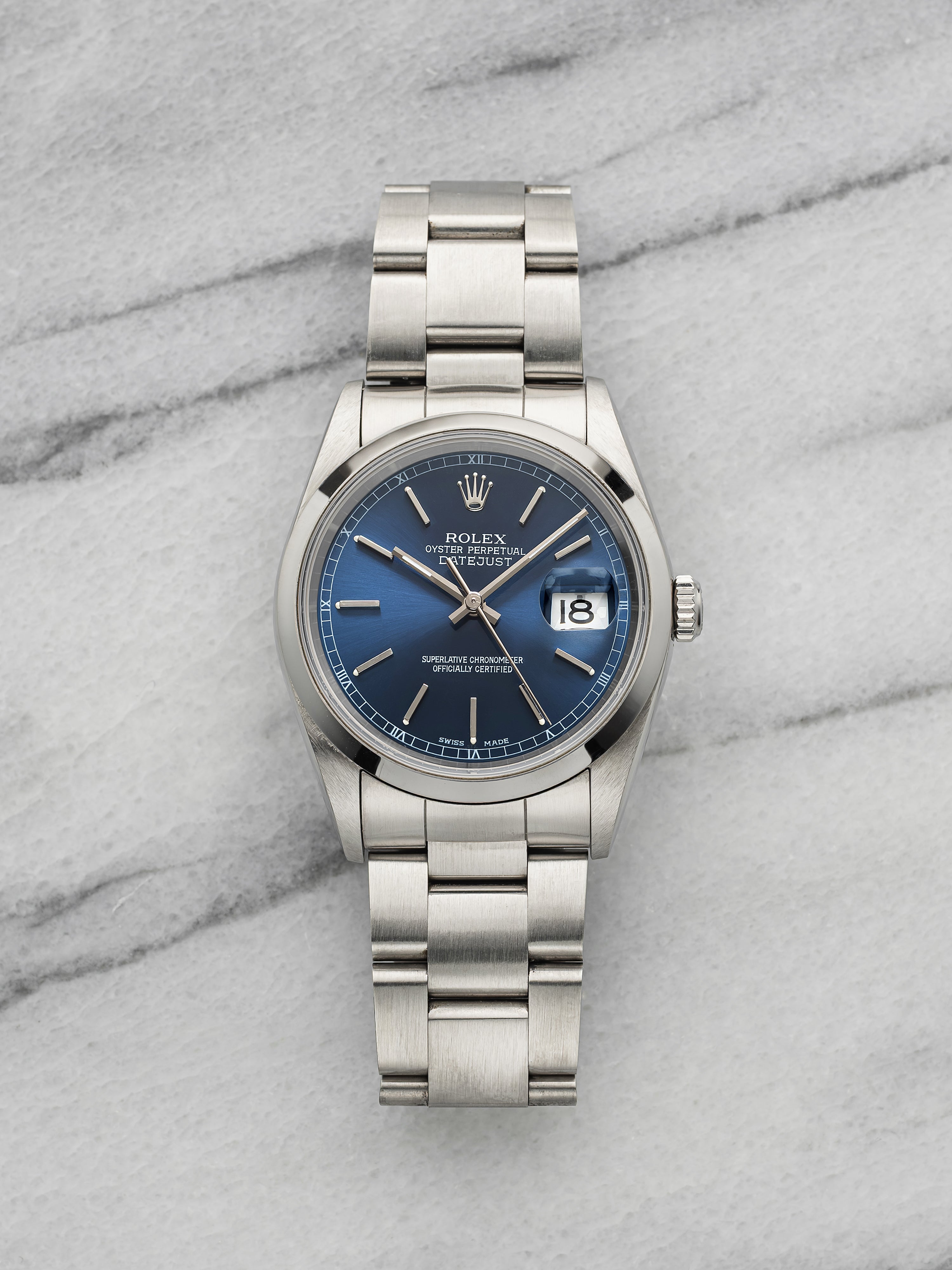 2004 Rolex Datejust 16200 Stainless Steel Blue Dial Automatic 36mm