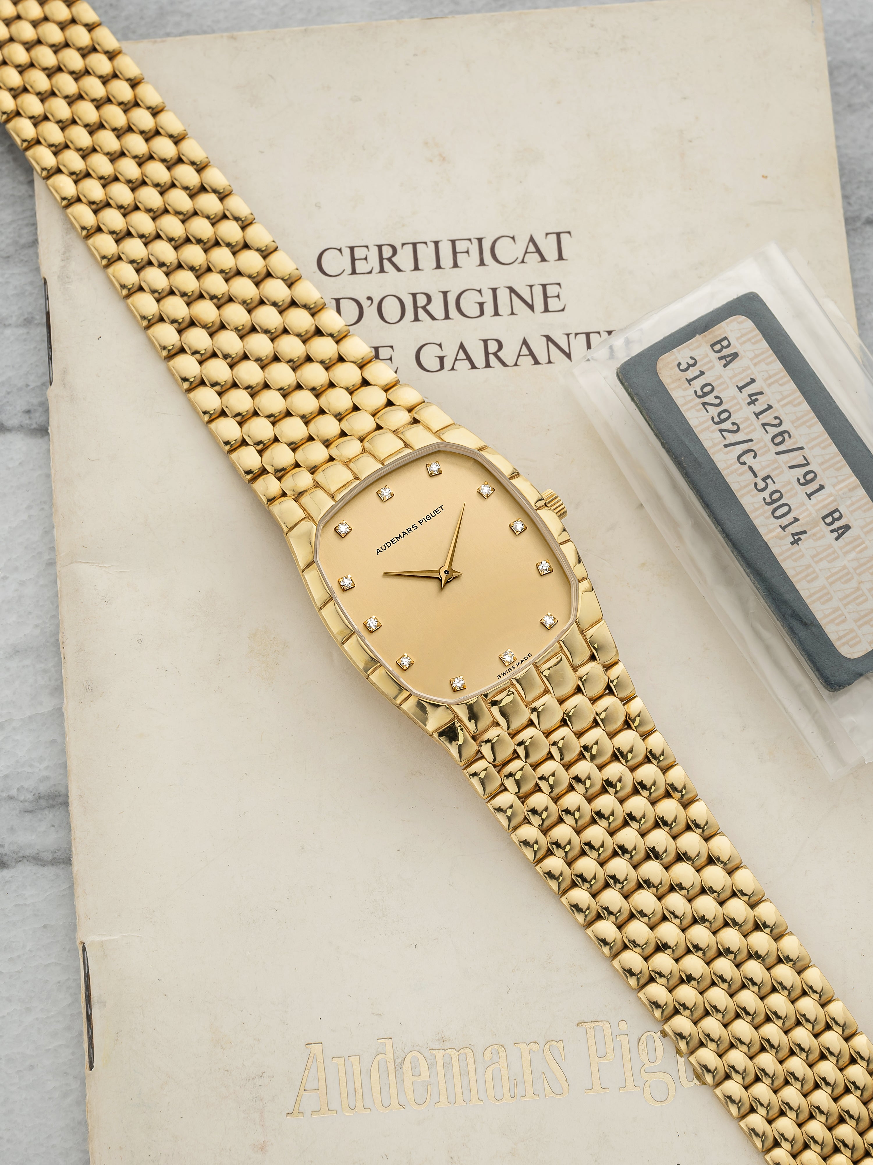 Vintage 1980s Audemars Piguet Cobra 14126.791 18K YG Diamond Dial Manual 26mm