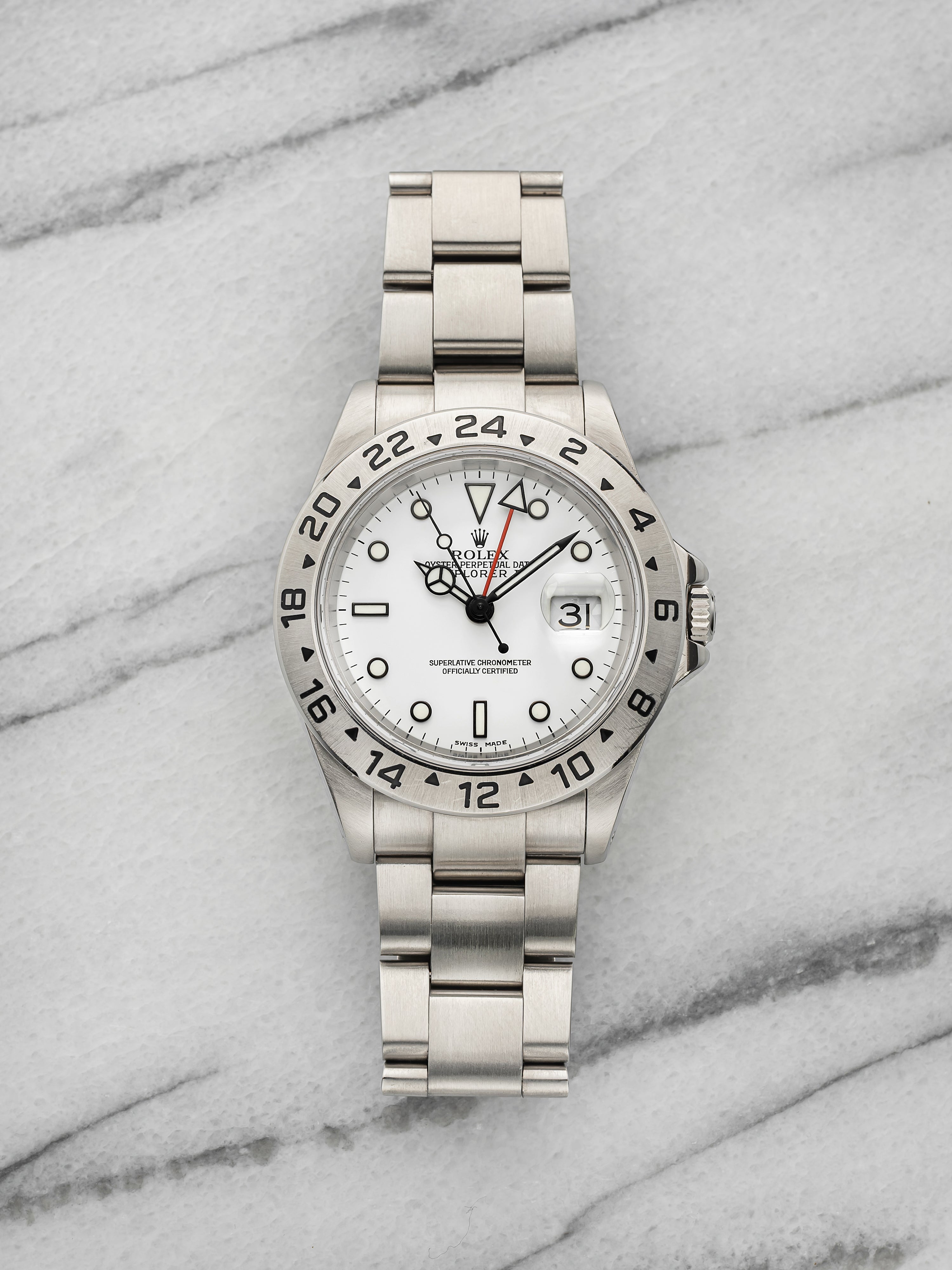 2002 Rolex Explorer II 16570 Stainless Steel White Polar Dial Automatic 40mm