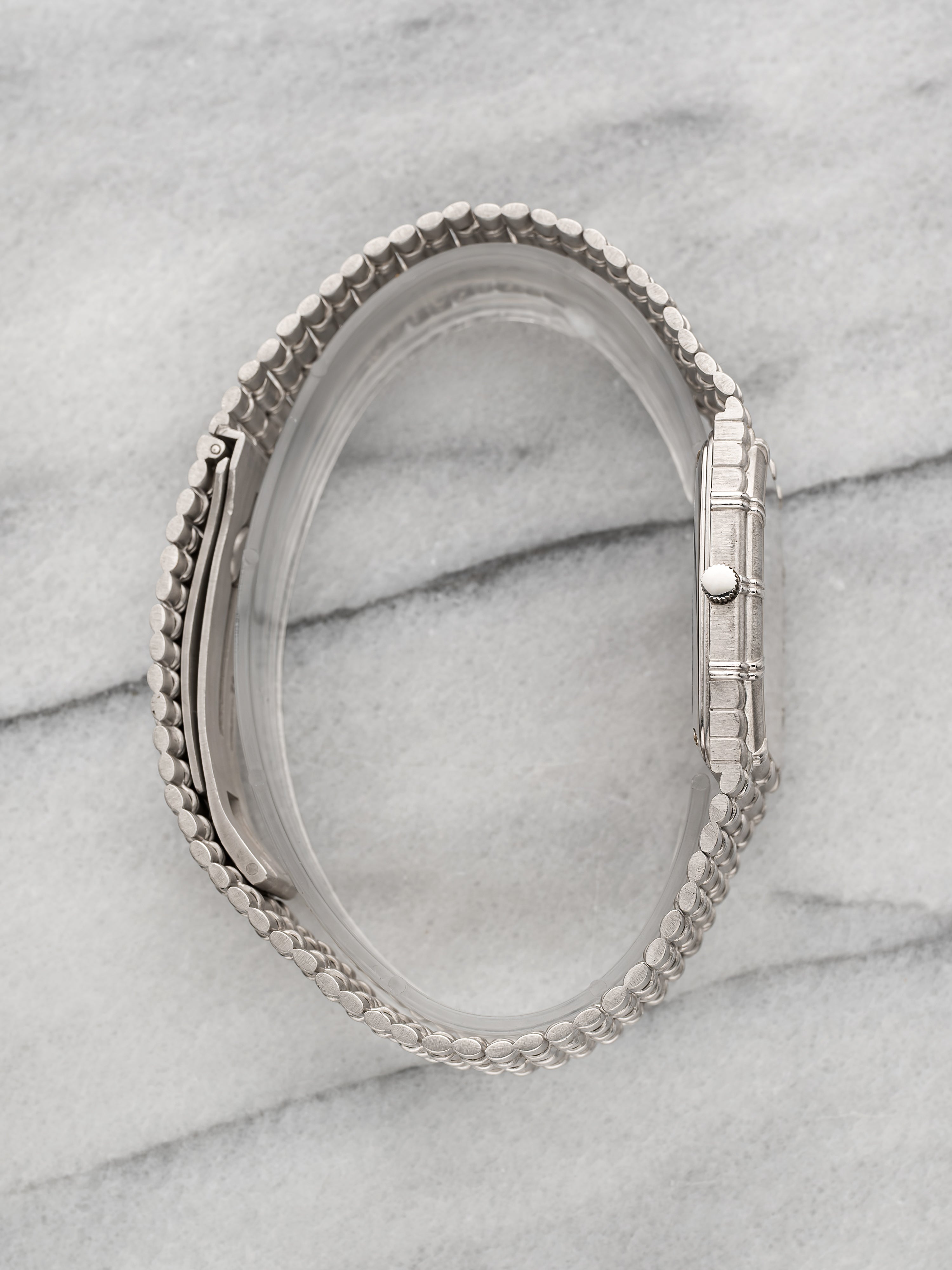 1980s Audemars Piguet Bamboo - 18K White Gold, Diamond Pave Gadroon Dial