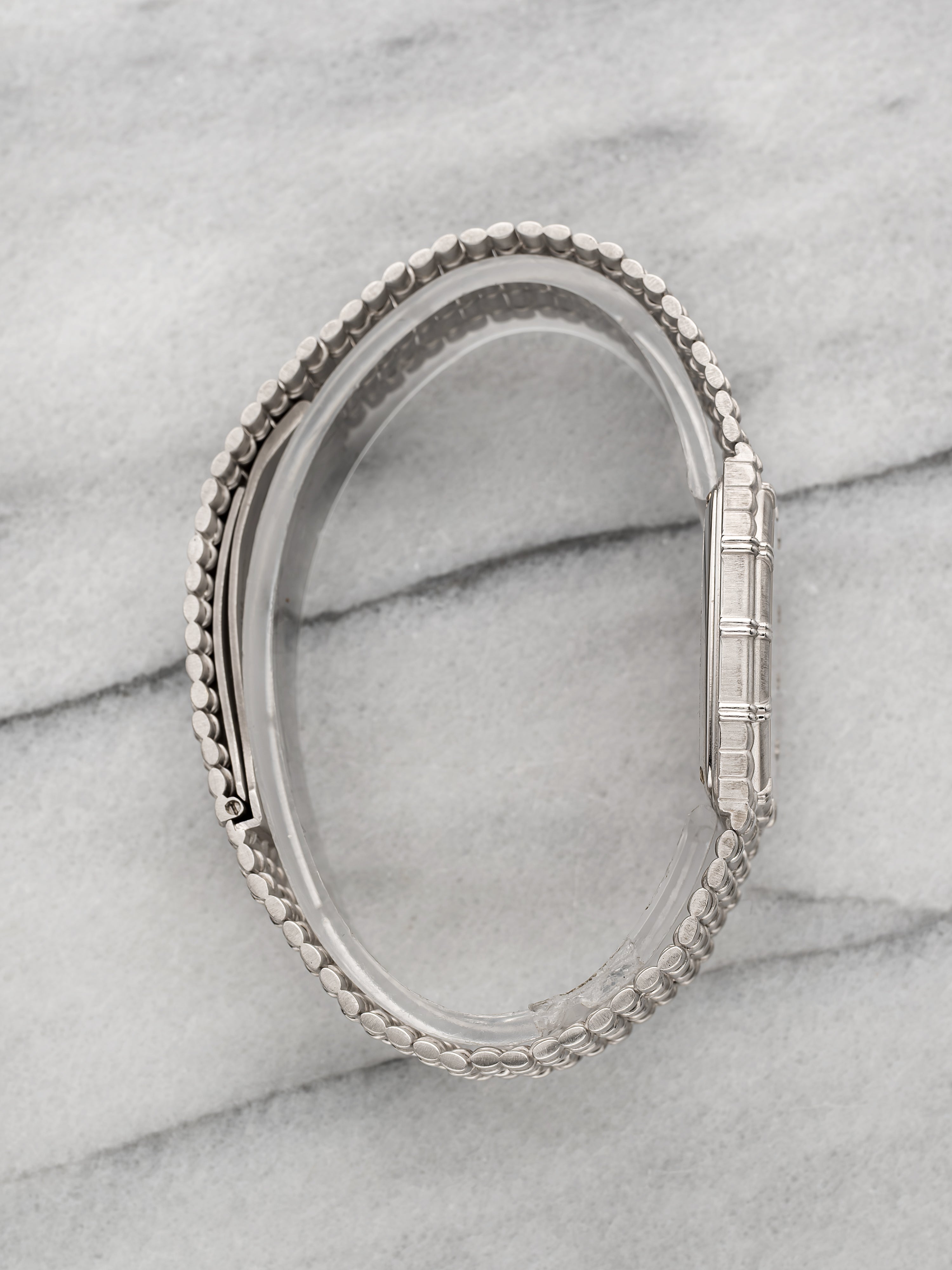 1980s Audemars Piguet Bamboo - 18K White Gold, Diamond Pave Gadroon Dial