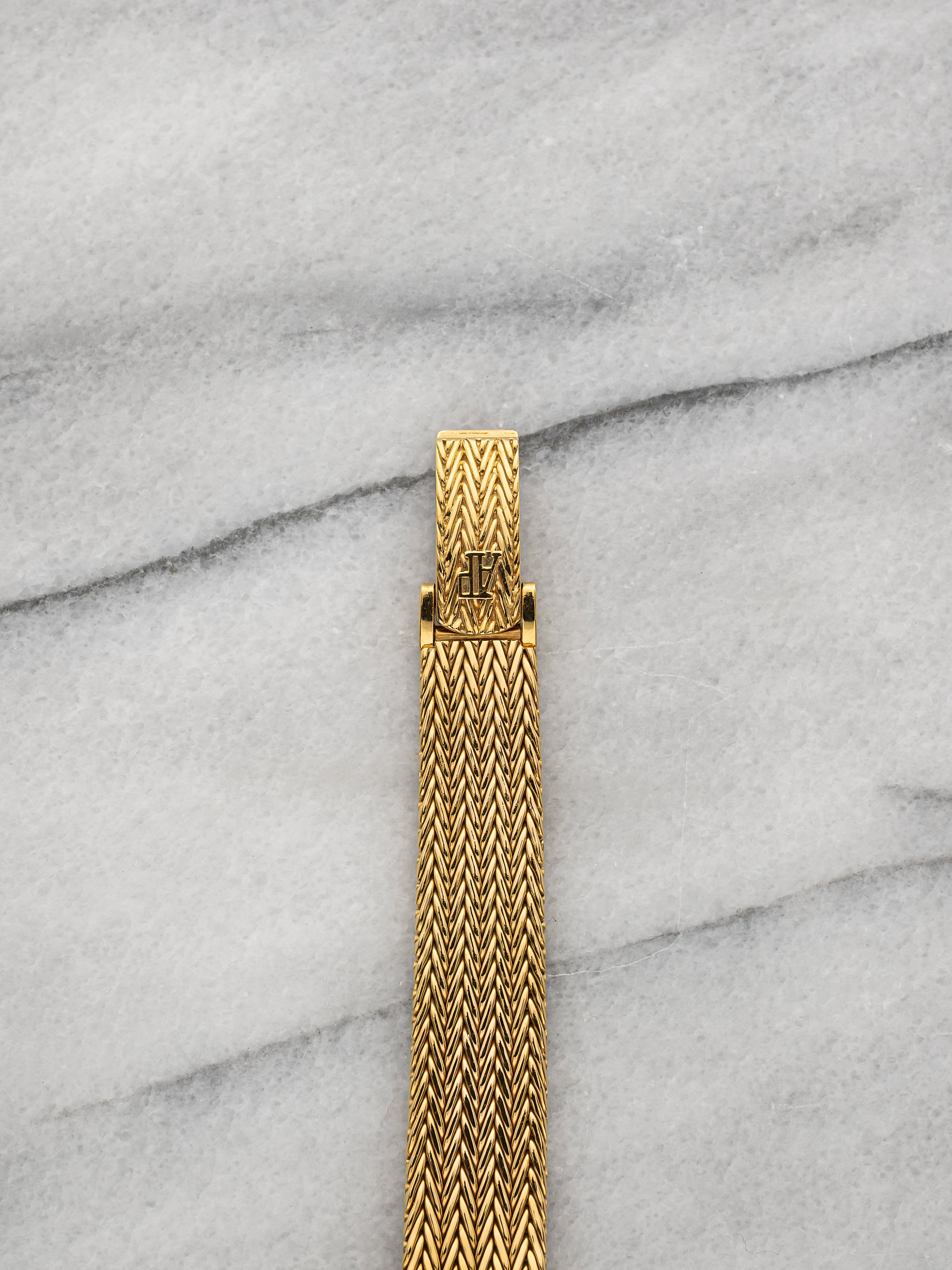 ~1980s Audemars Piguet Ladies Watch 18K Yellow Gold Textured Diamond Dial Manual