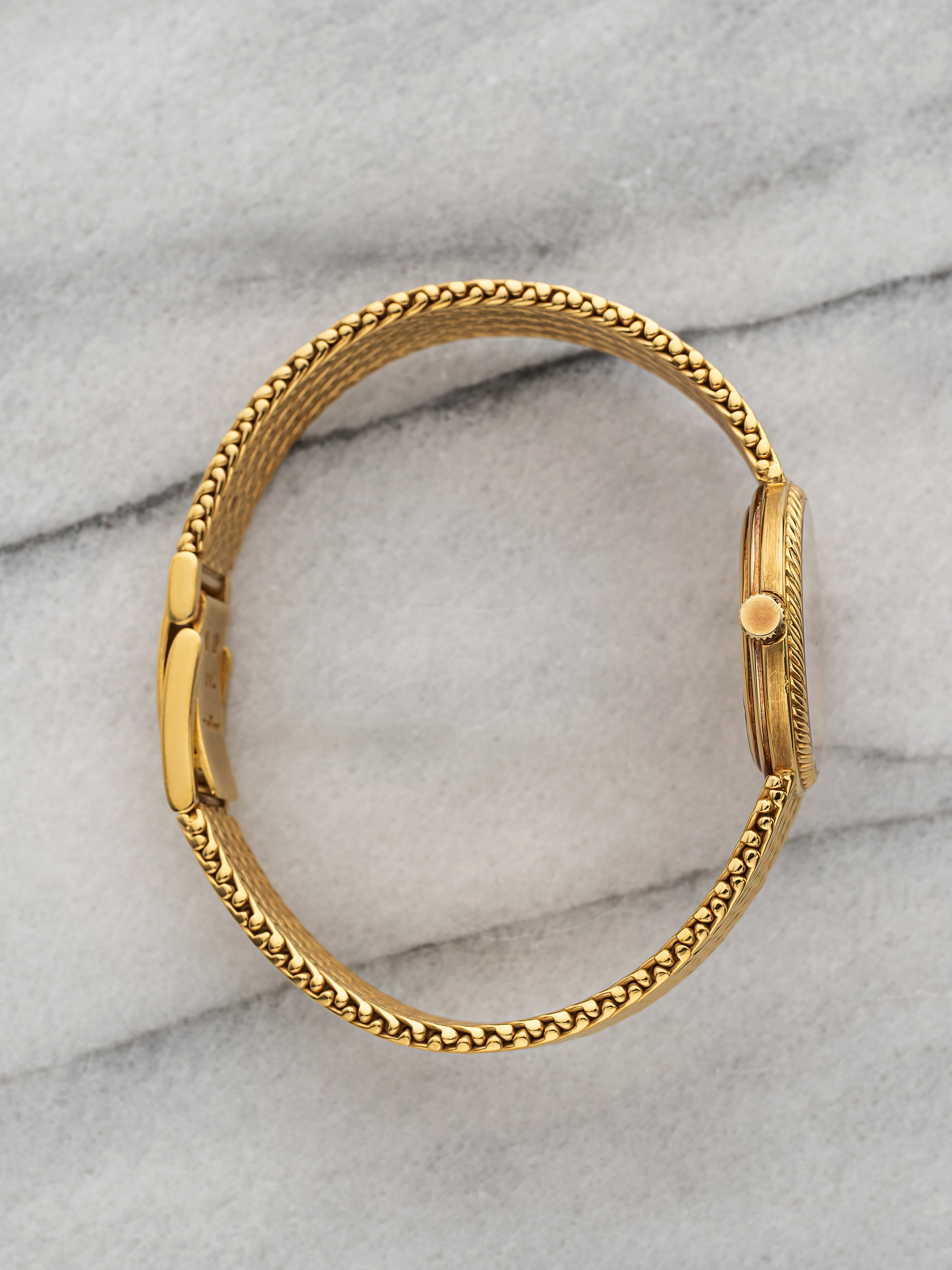 ~1980s Audemars Piguet Ladies Watch 18K Yellow Gold Textured Diamond Dial Manual