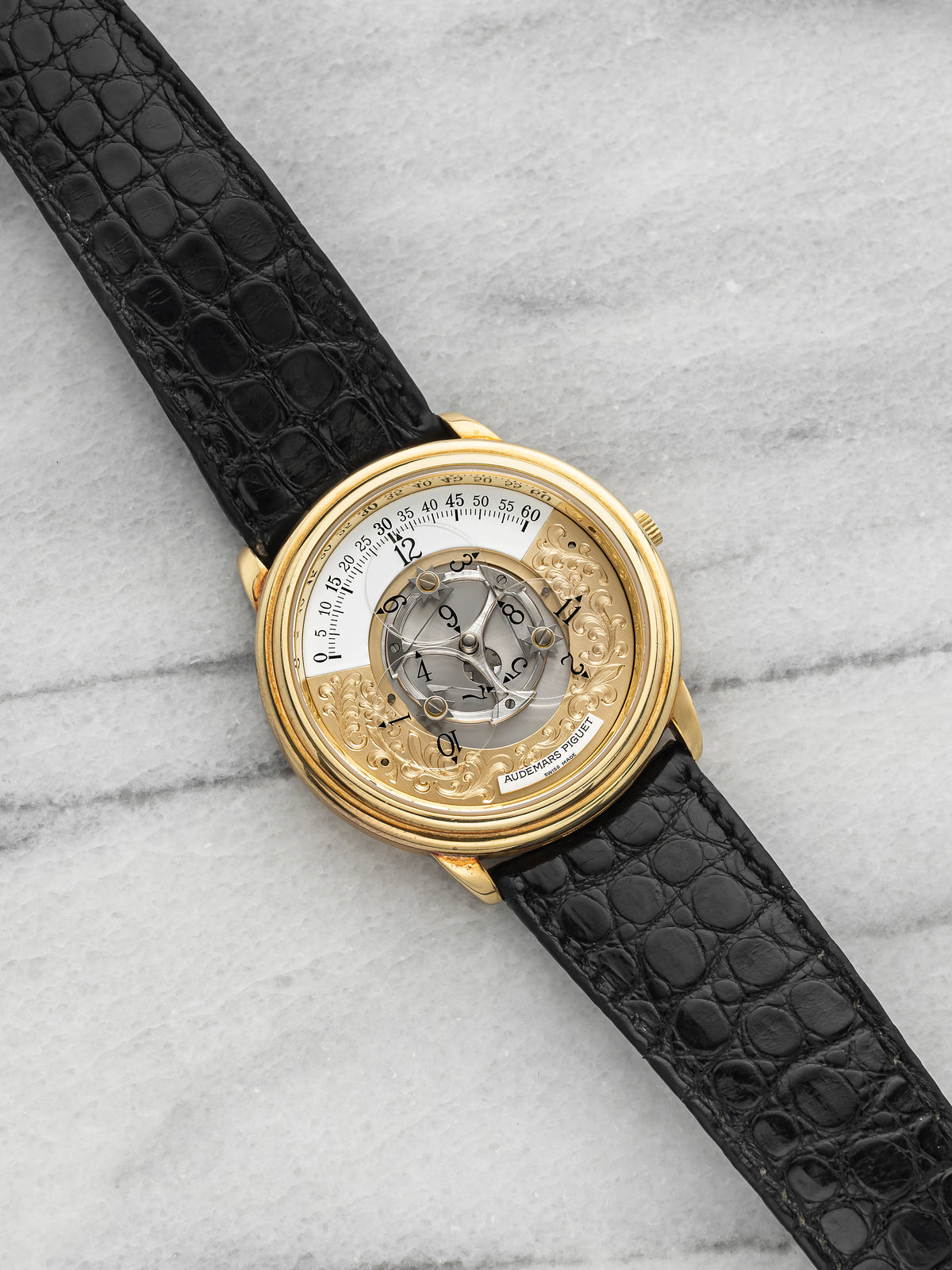 Vintage 1990s Audemars Piguet Star Wheel 25720BA 18K YG Exhibition Auto 36mm