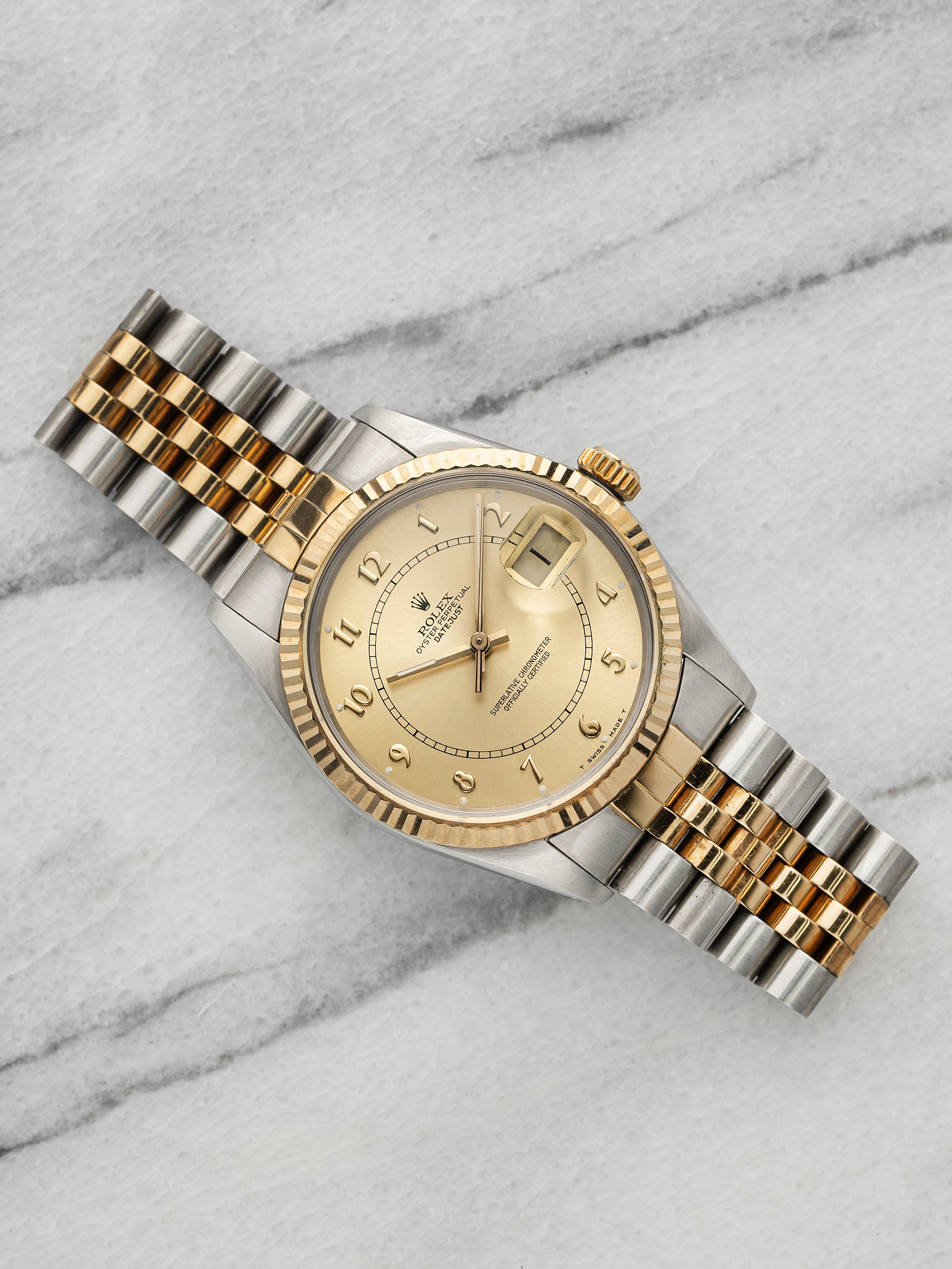 Vintage 1988 Rolex Datejust 16013 Two-Tone Champagne Boiler Gauge Dial Auto 36mm