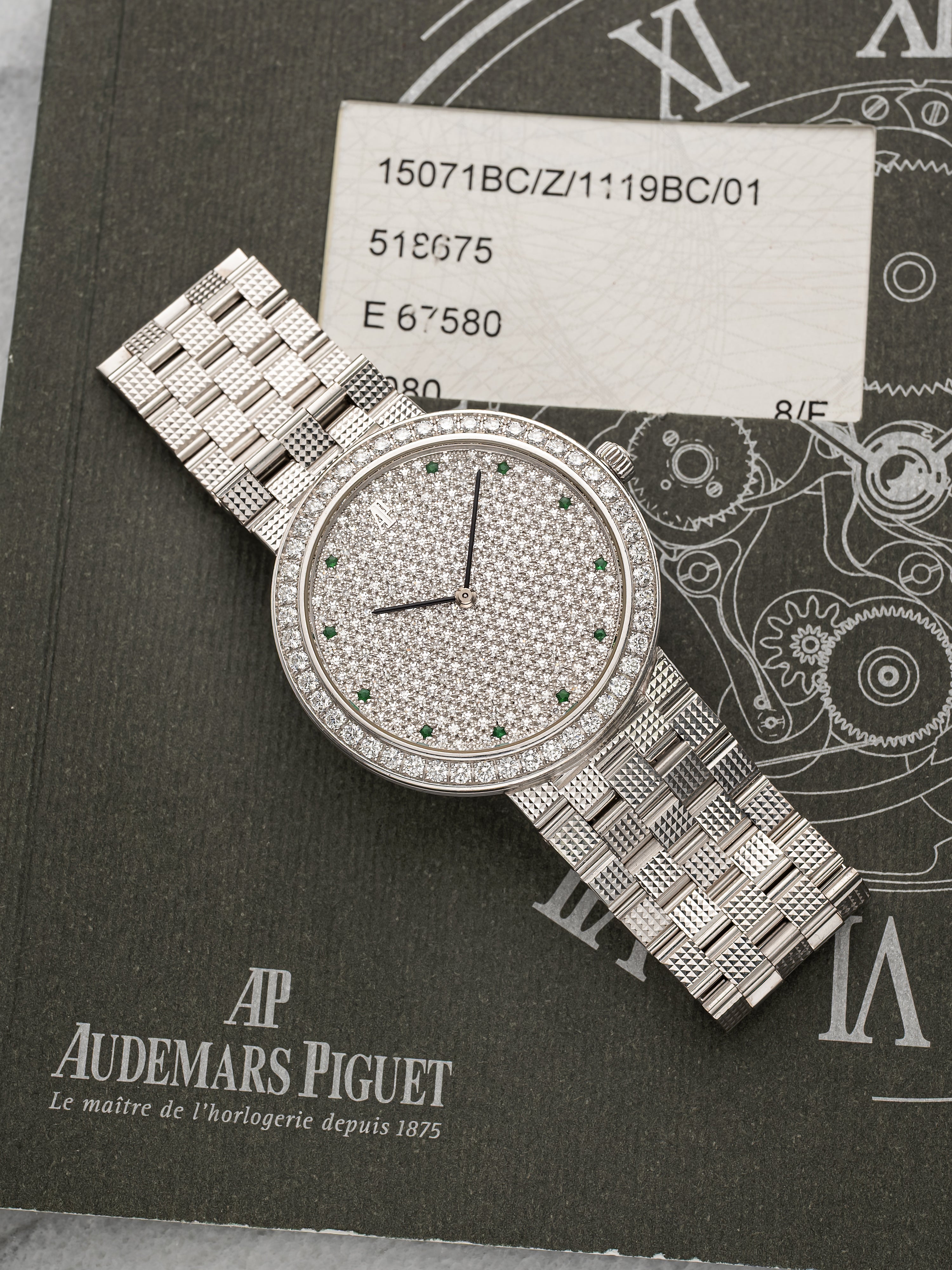 2004 Audemars Piguet Pave Ultra Thin 15071BC White Gold Pave Diamond Dial Manual