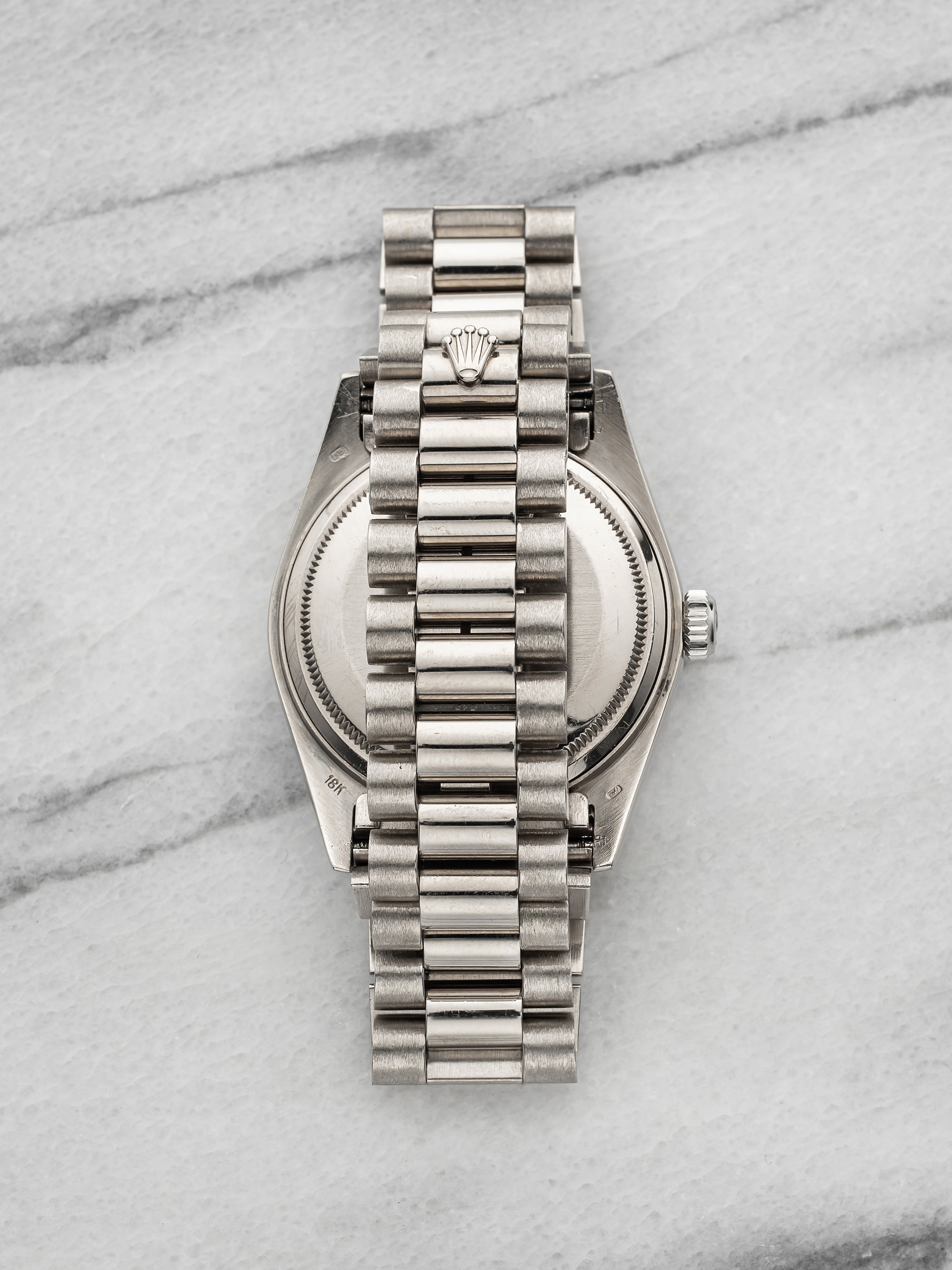 Vintage 1988 Rolex Day-Date 18039 18K White Gold Silver Dial Automatic 36mm