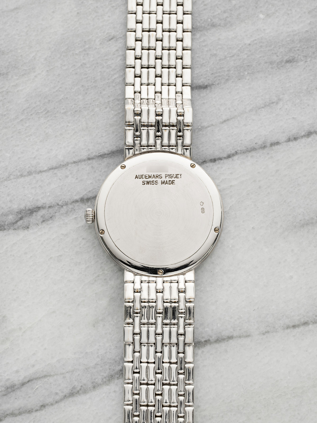 Vintage 1990s Audemars Piguet 15024BC 18K White Gold Black Dial Manual 33mm