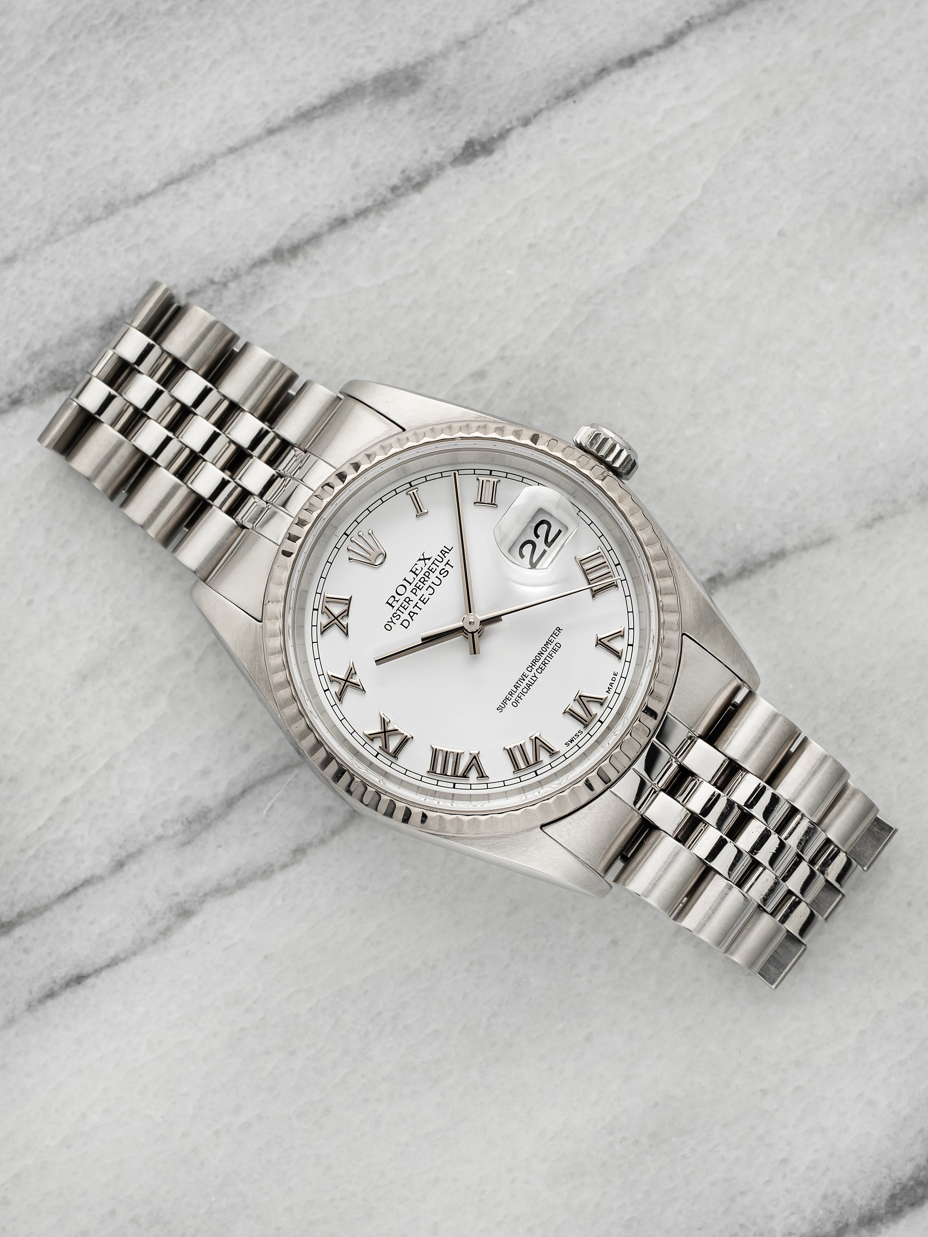 2004 Rolex Datejust 16234 Stainless Steel White Roman Dial Automatic 36mm