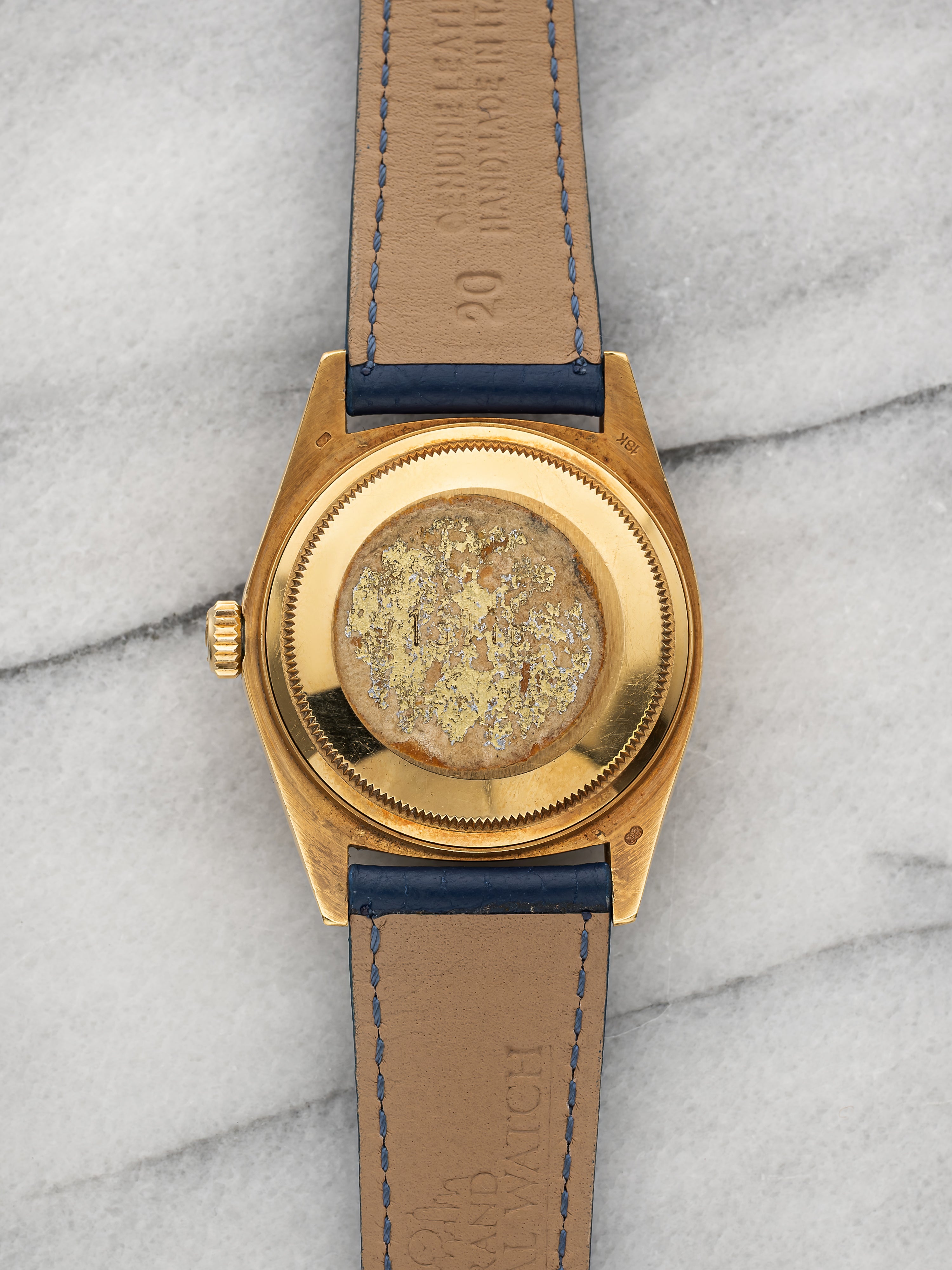 1981 Rolex Datejust 16018 18K Yellow Gold Blue Dial Automatic 36mm Papers