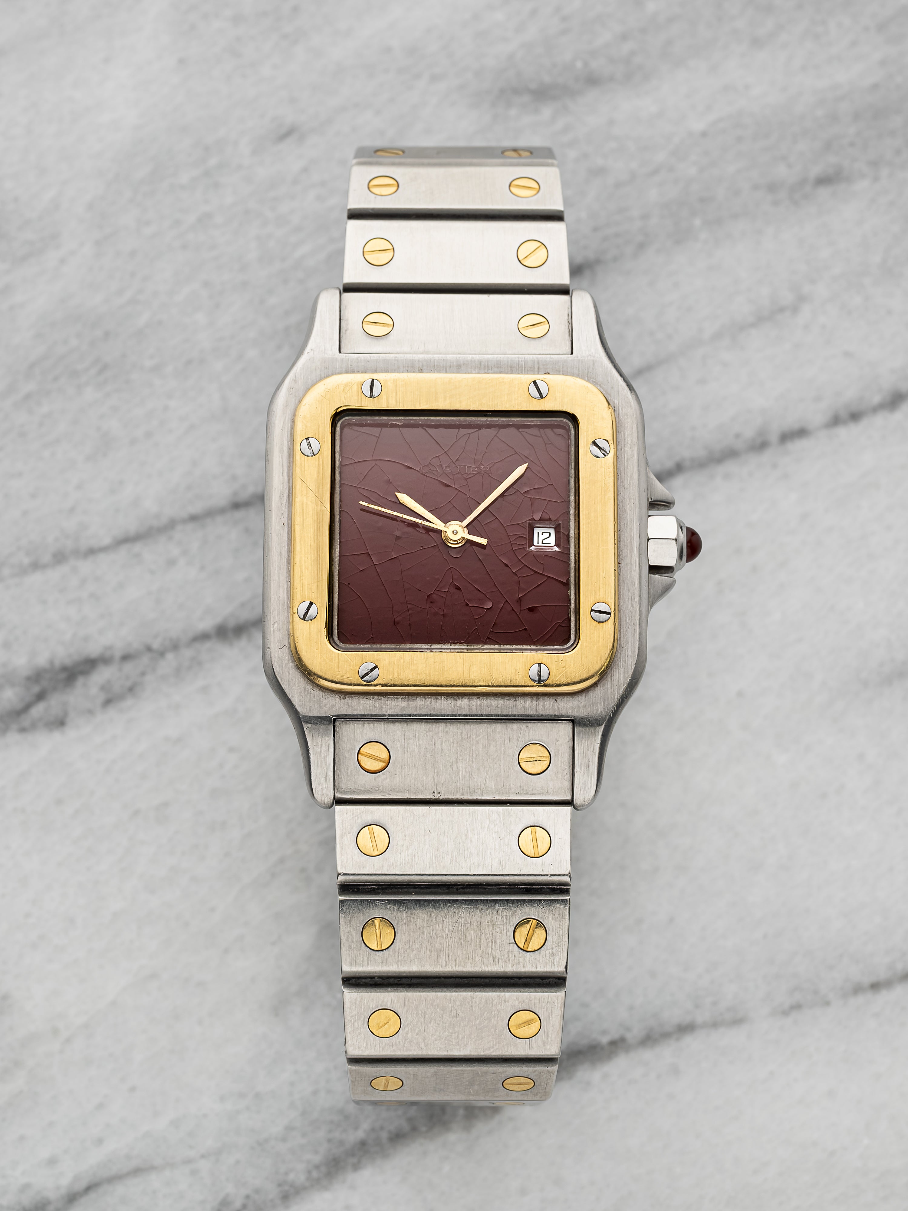 Cartier Santos Carrée 2961 – Two-Tone Burgundy Spider Dial