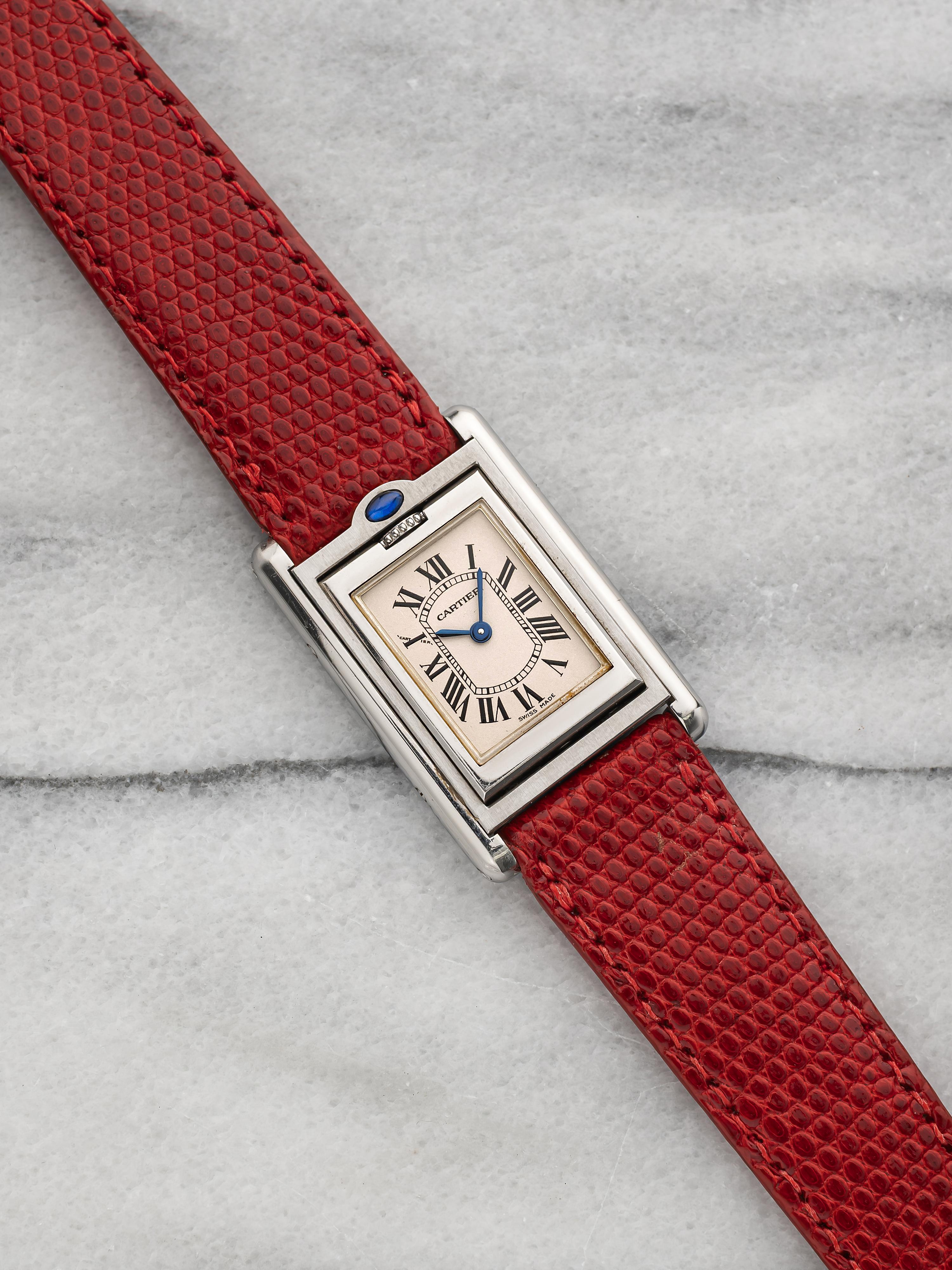 1999 Cartier Tank Basculante 2386 Stainless Steel White Roman Dial Quartz 22 mm