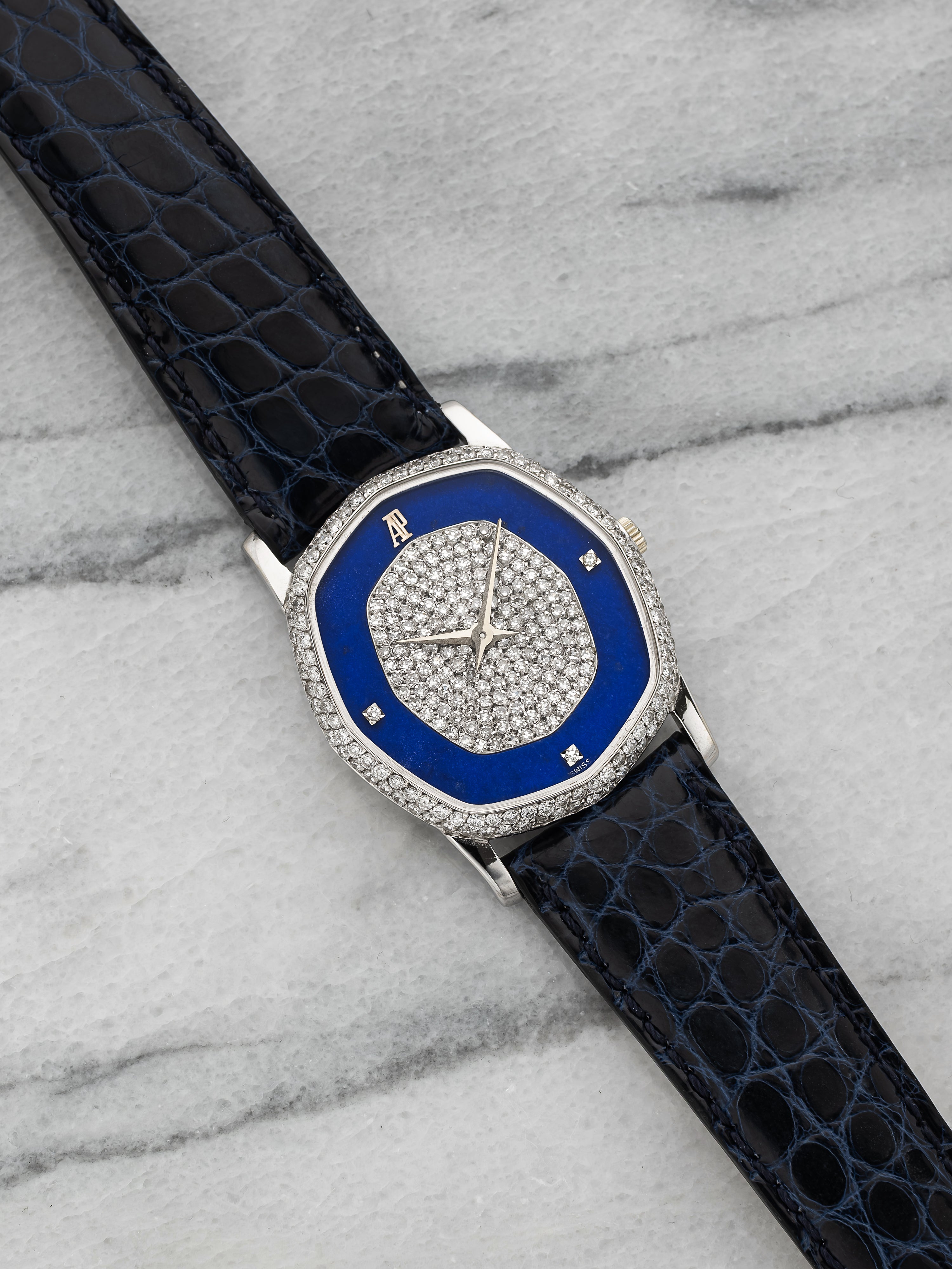 Audemars Piguet Octagonal – White Gold Lapis Lazuli & Pavé Diamond Dial