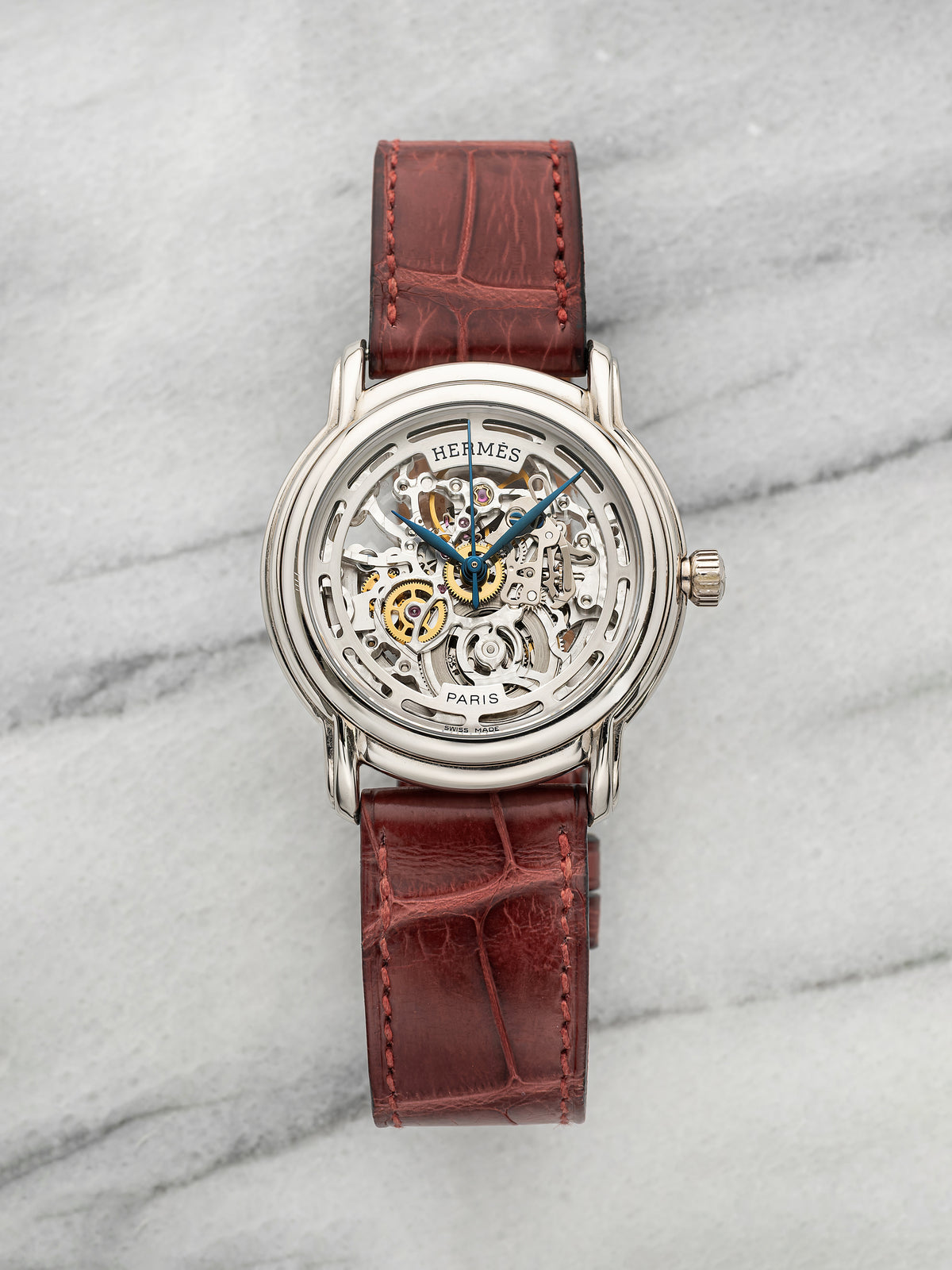 2000s Hermes Sesame Squelette SM1.790 18k White Gold Skeleton Dial Auto 36mm