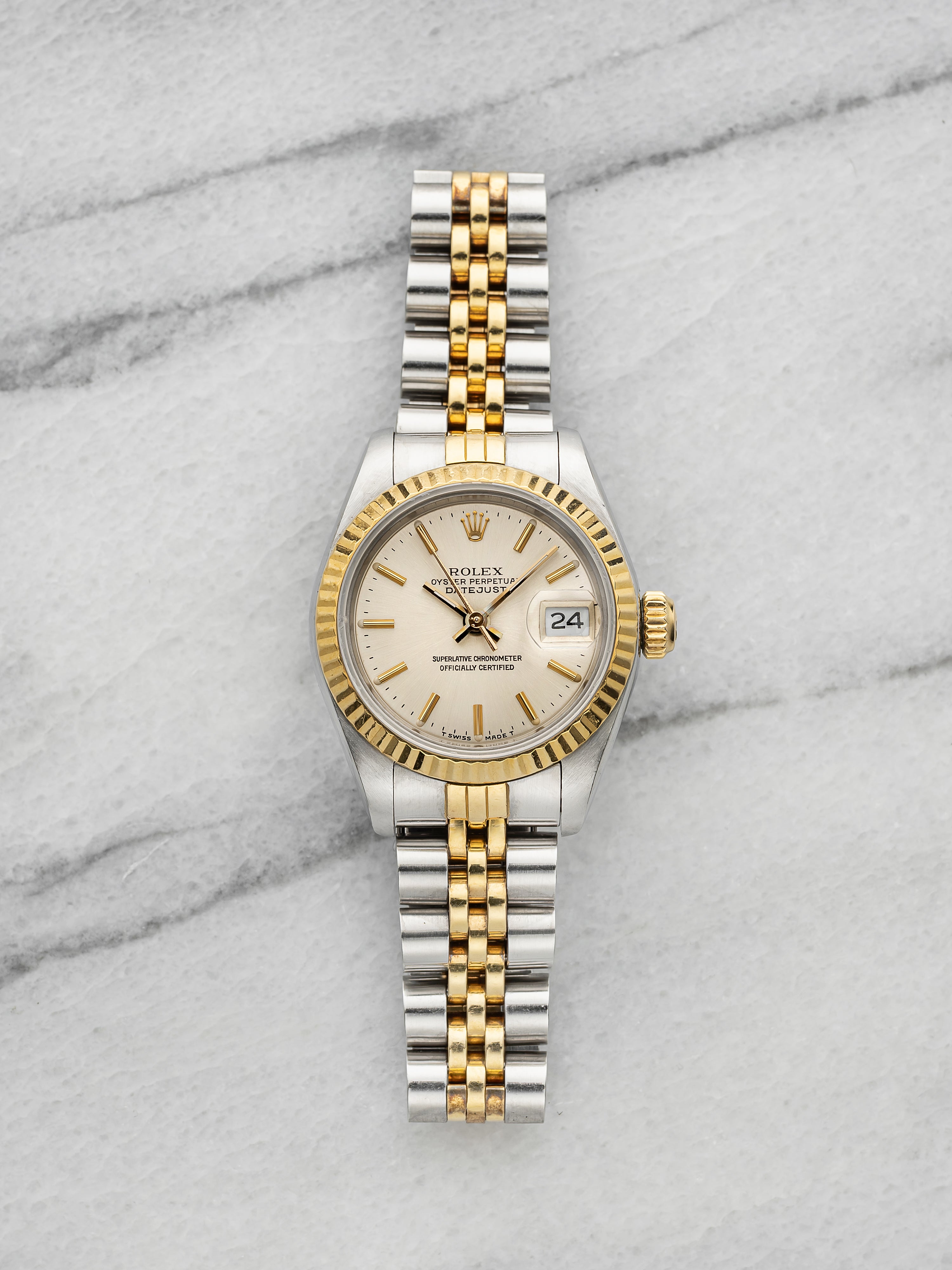 Vintage 1987 Rolex Lady Datejust 69173 Two-Tone Silver Sunburst Dial Auto 26mm