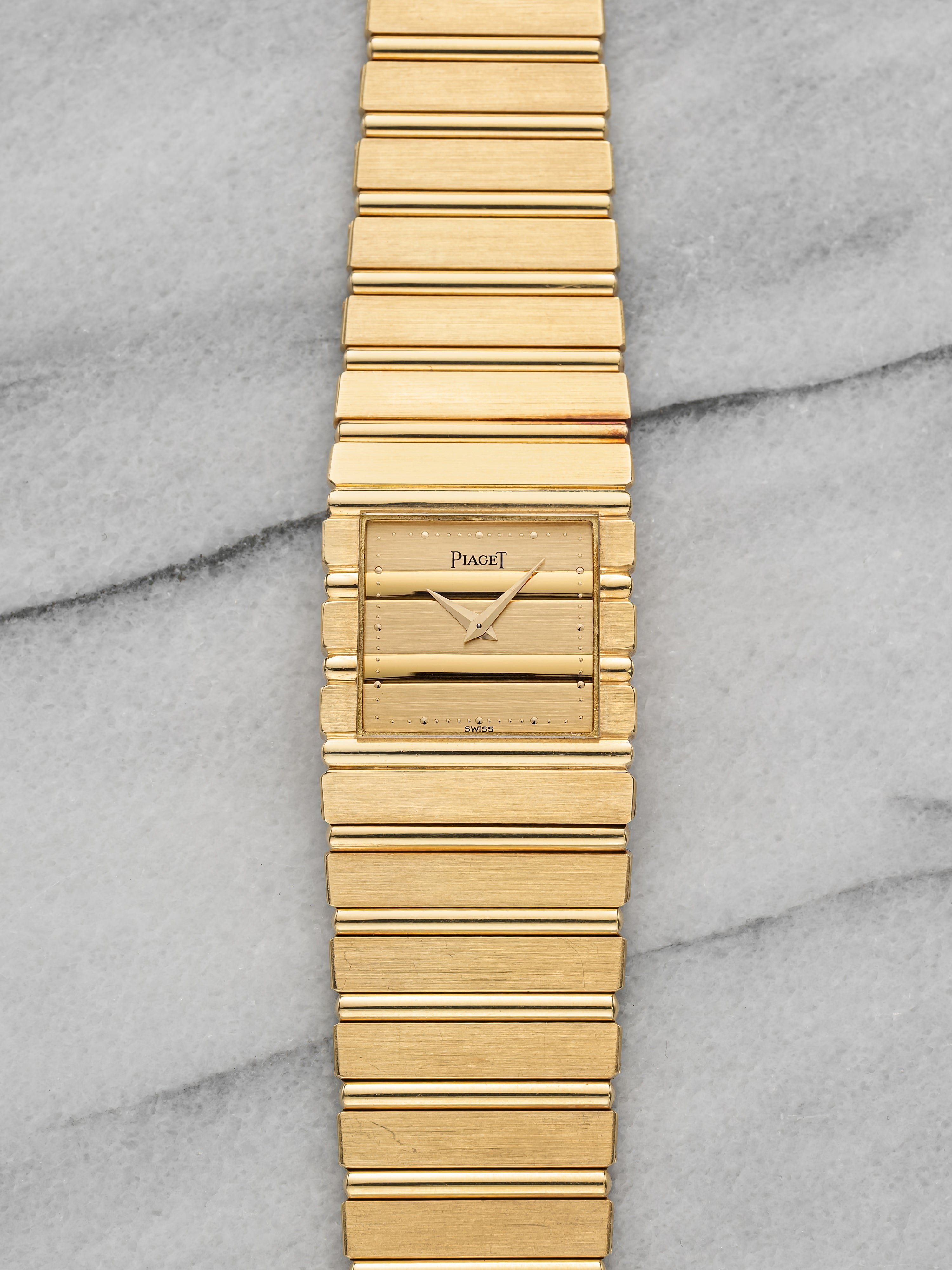 1980s Piaget Polo 7131 C 701 18K Yellow Gold Gadron Dial Quartz 25mm
