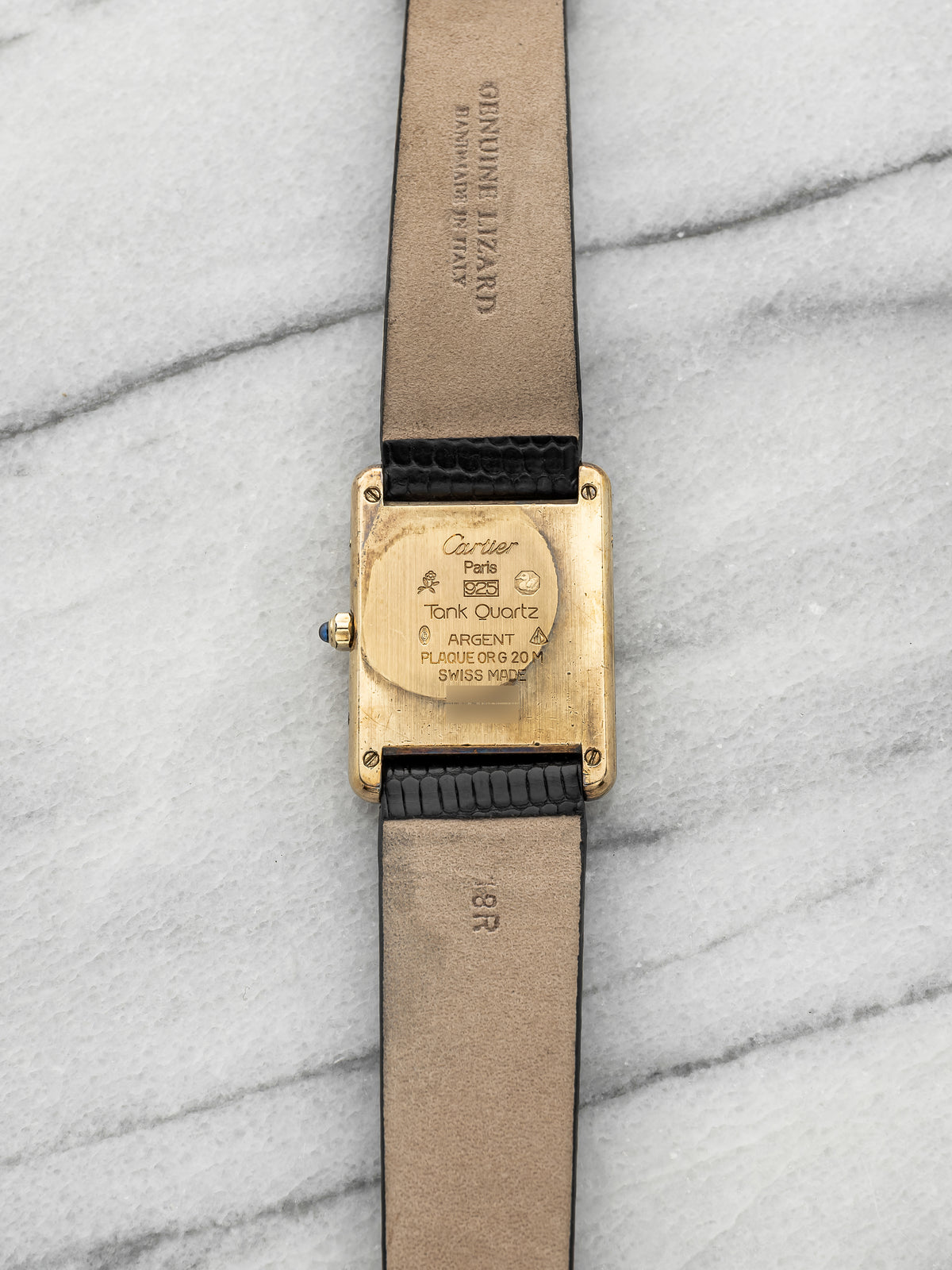 Vintage 1970s Cartier Lady Must de Cartier Tank 681006 Vermeil Black Quartz 23mm