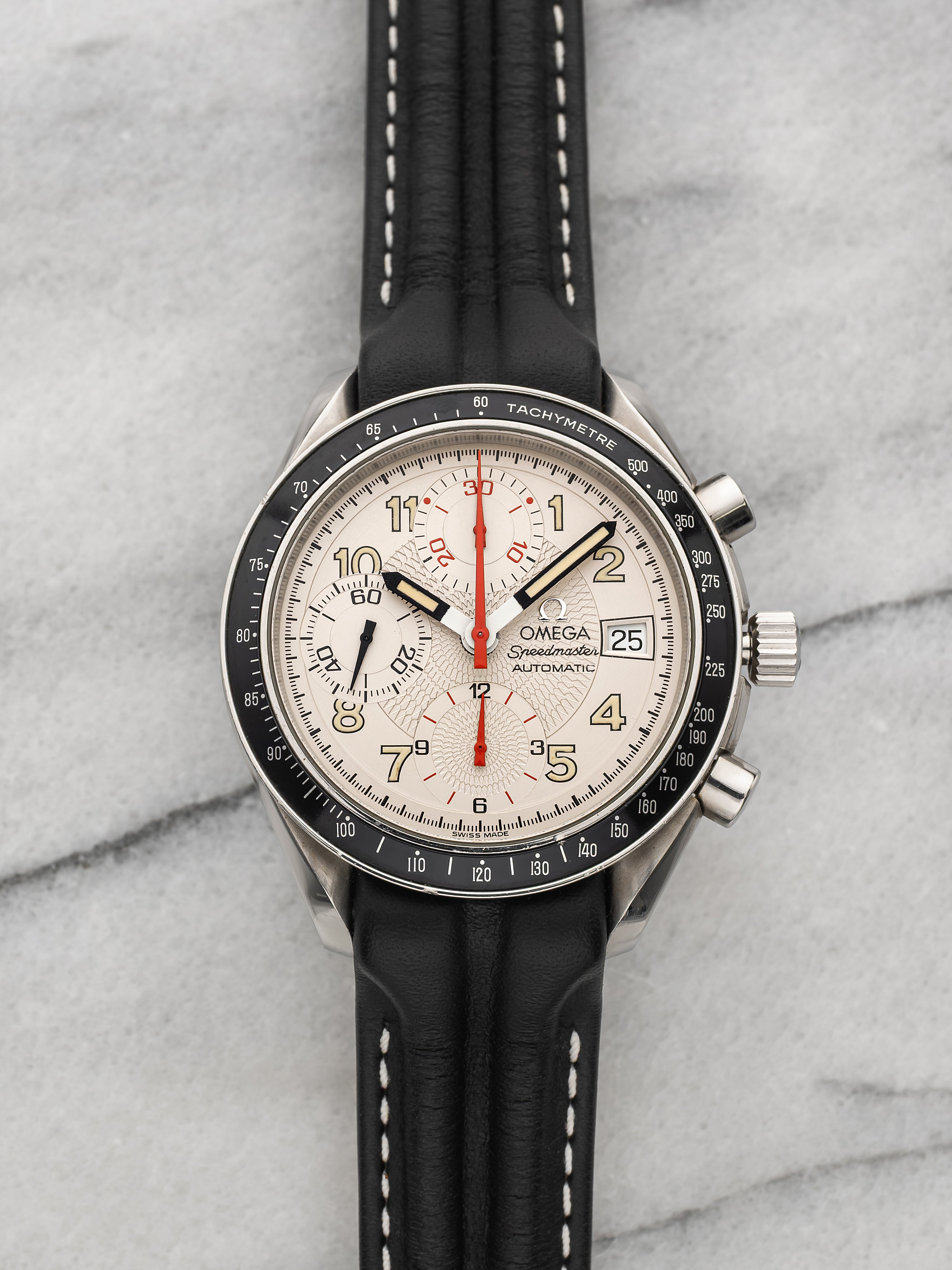 2000s Omega Speedmaster Reduced Date 3813.33.26 Stainless Steel Cream Guilloche