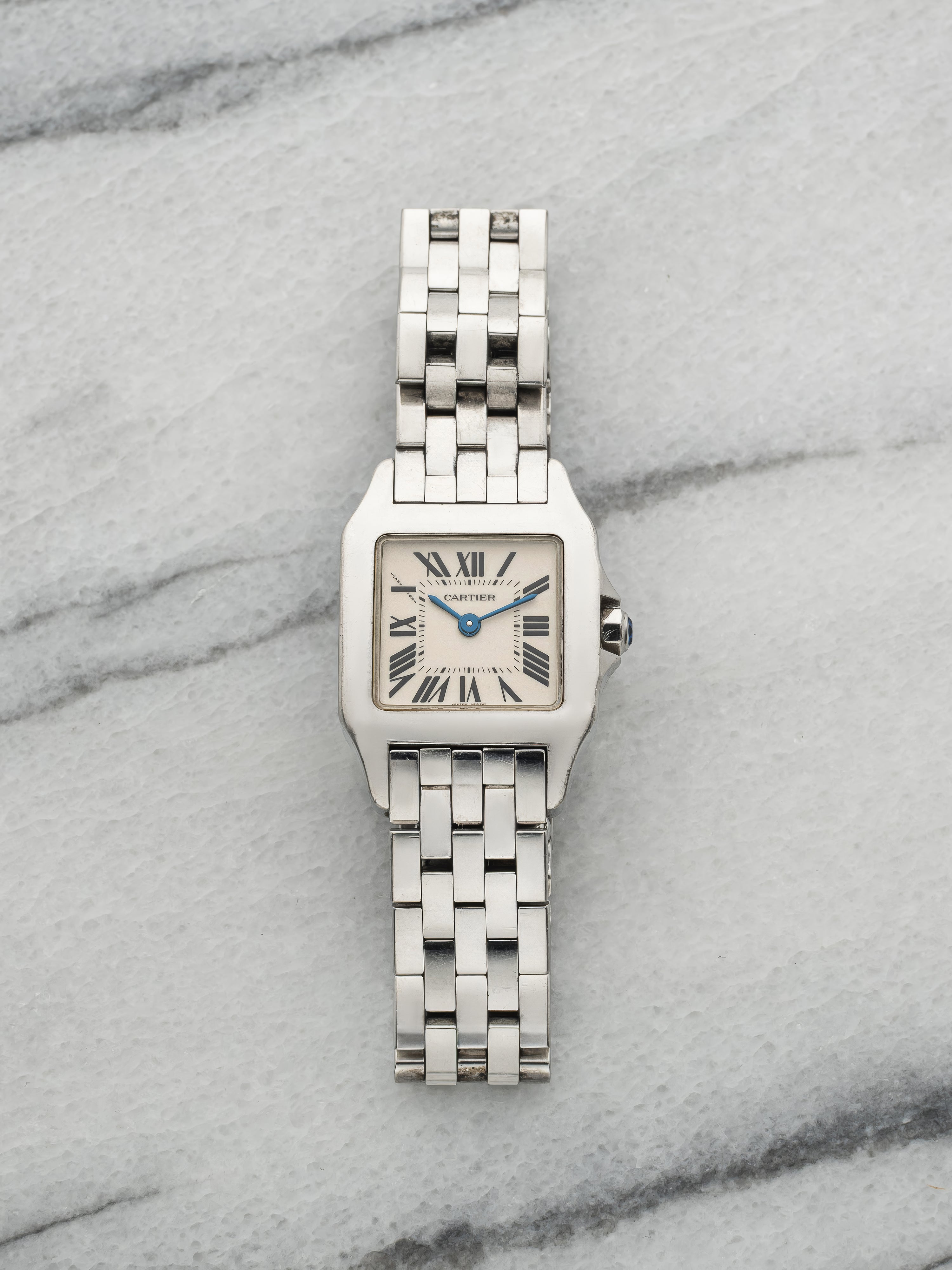 Vintage 1990s Cartier Lady Santos Demoiselle 2698 Steel White Dial Quartz 22mm