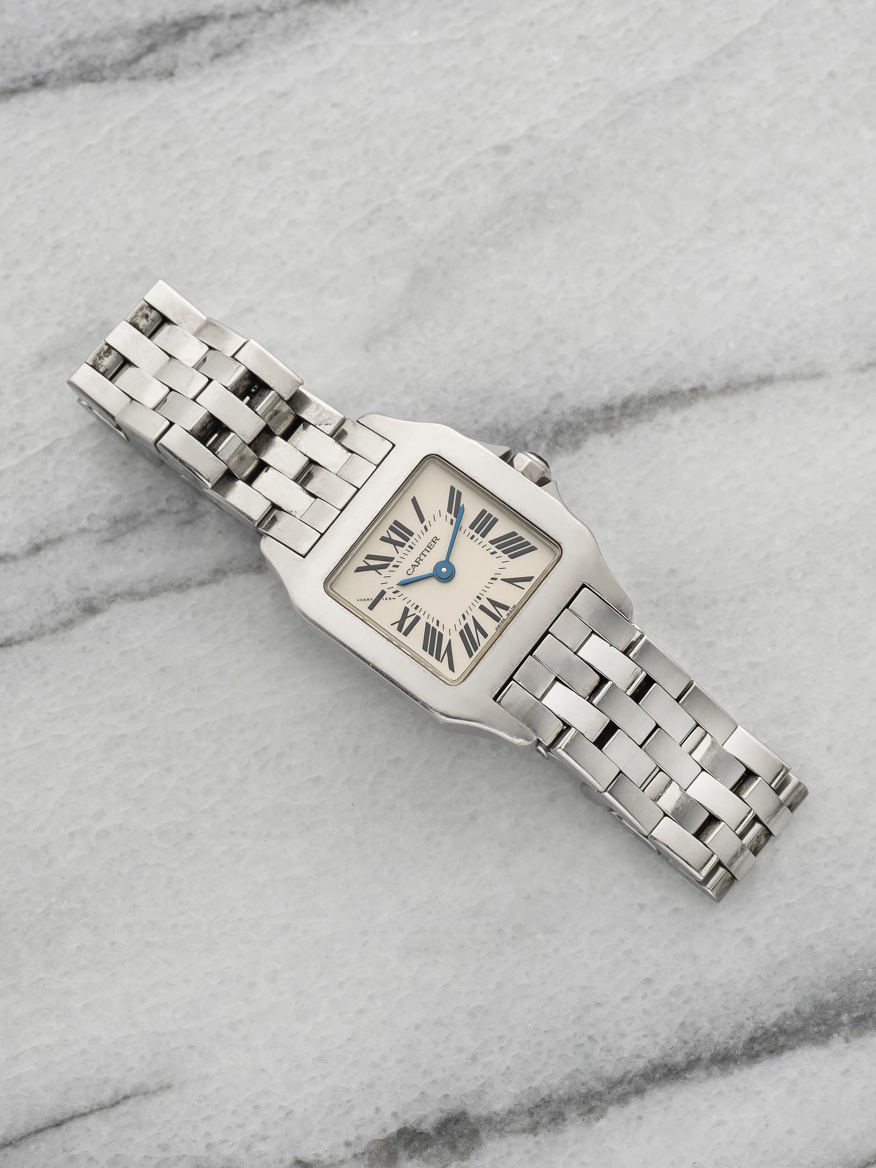 Vintage 1990s Cartier Lady Santos Demoiselle 2698 Steel White Dial Quartz 22mm