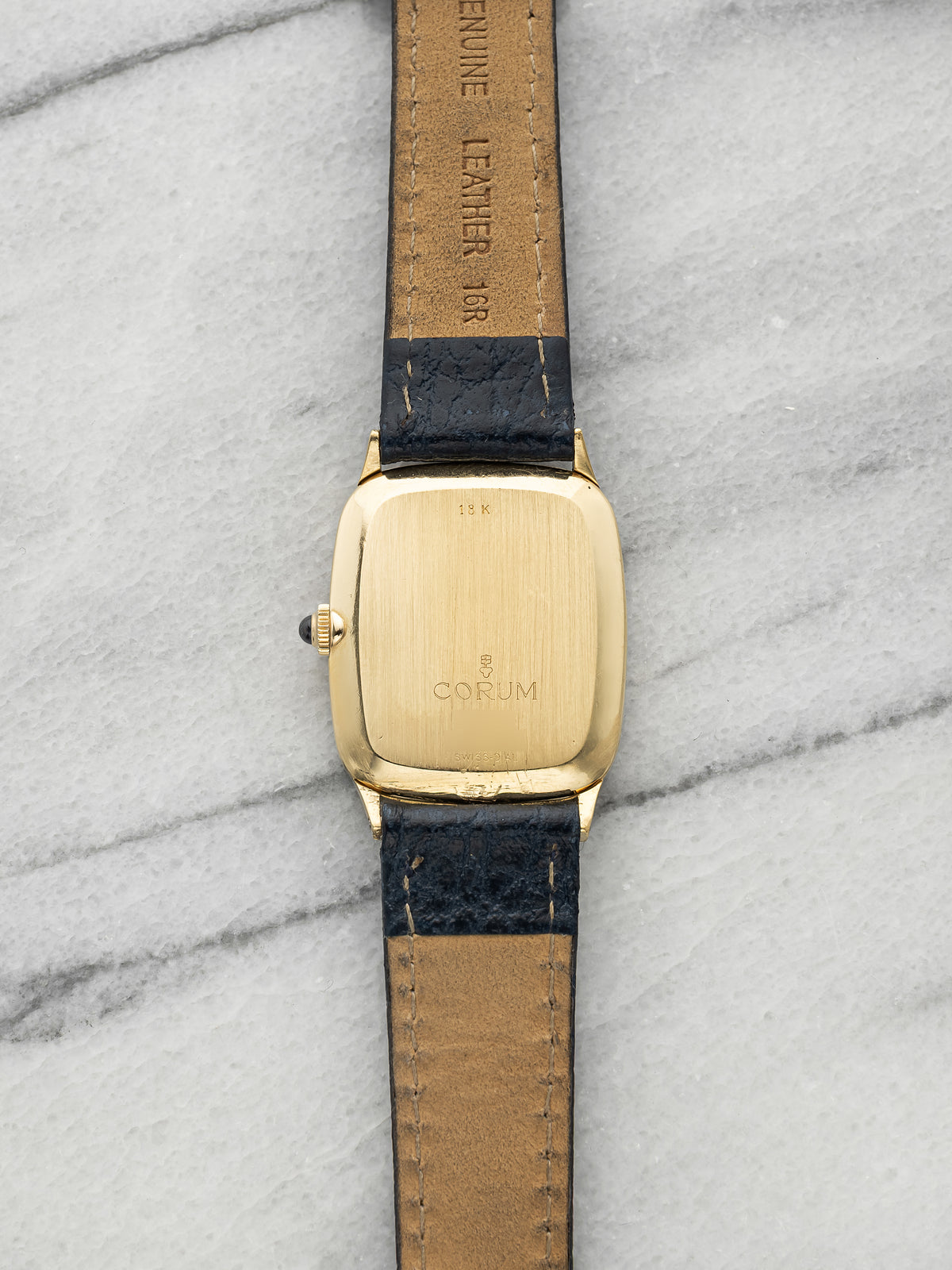 Vintage 1970s Corum 27174 18K Yellow Gold Peacock Feather Dial Manual 25mm