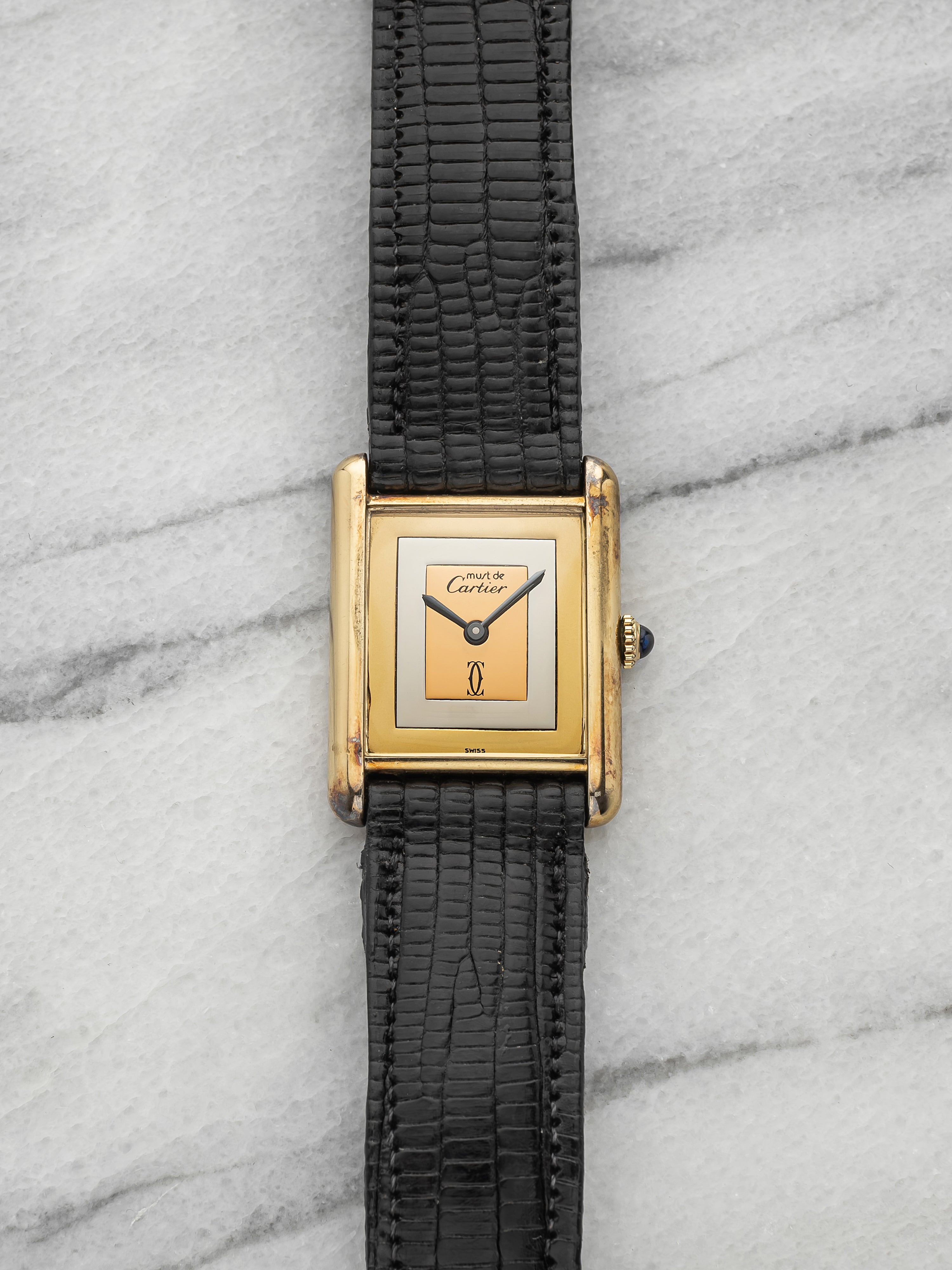 Vintage 1970s Cartier Lady Tank Must Vermeil Trinity Dial Manual 23mm