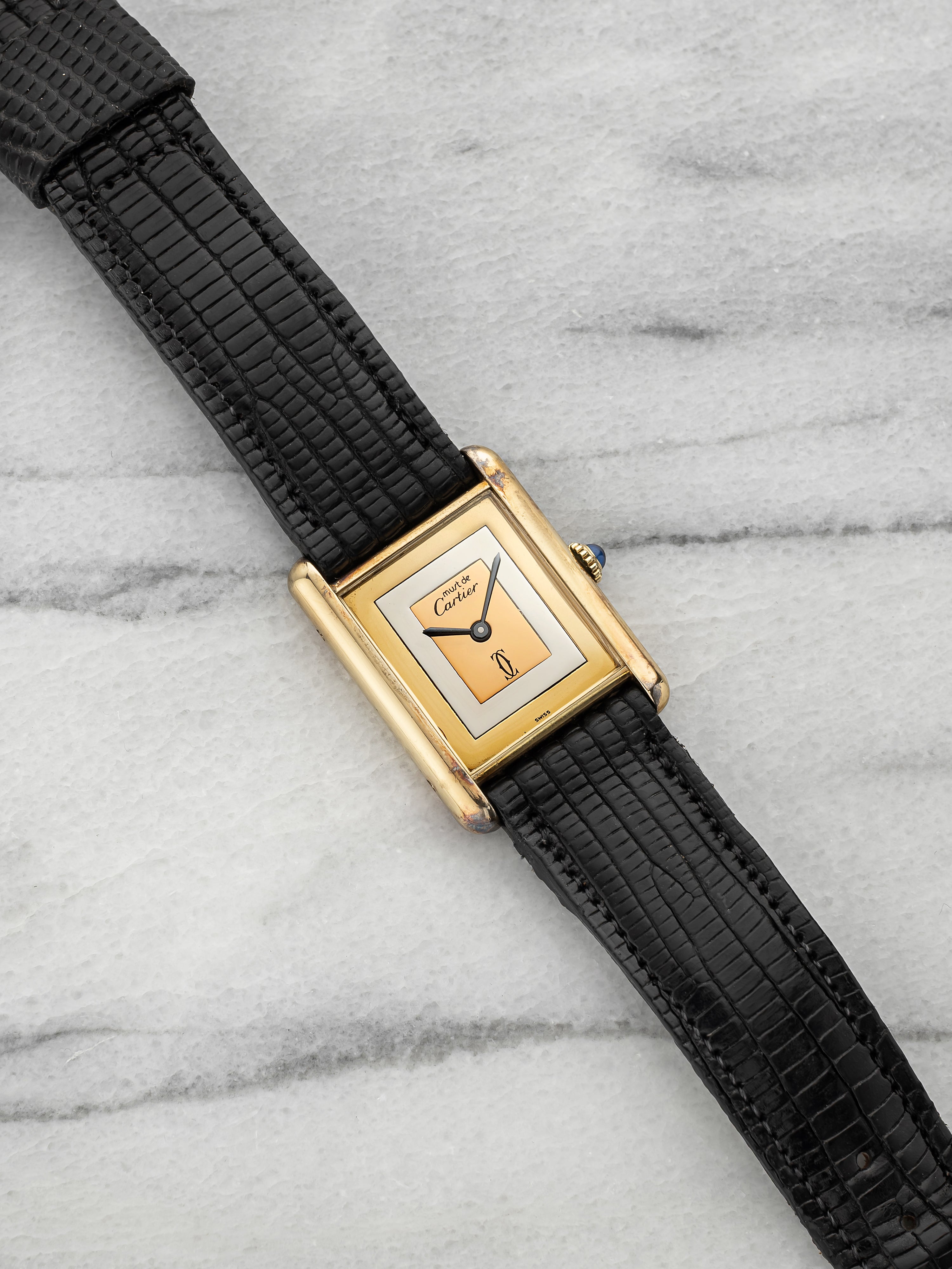 Vintage 1970s Cartier Lady Tank Must Vermeil Trinity Dial Manual 23mm