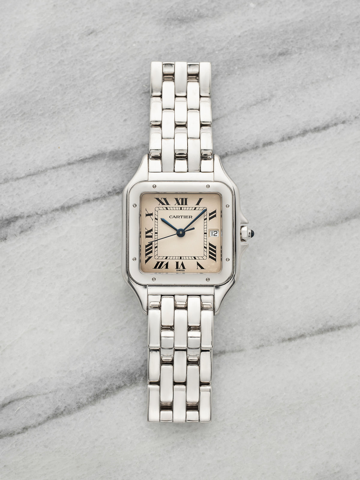 Vintage 1990s Cartier Panthere 1650 18K White Gold White Dial Quartz 27mm