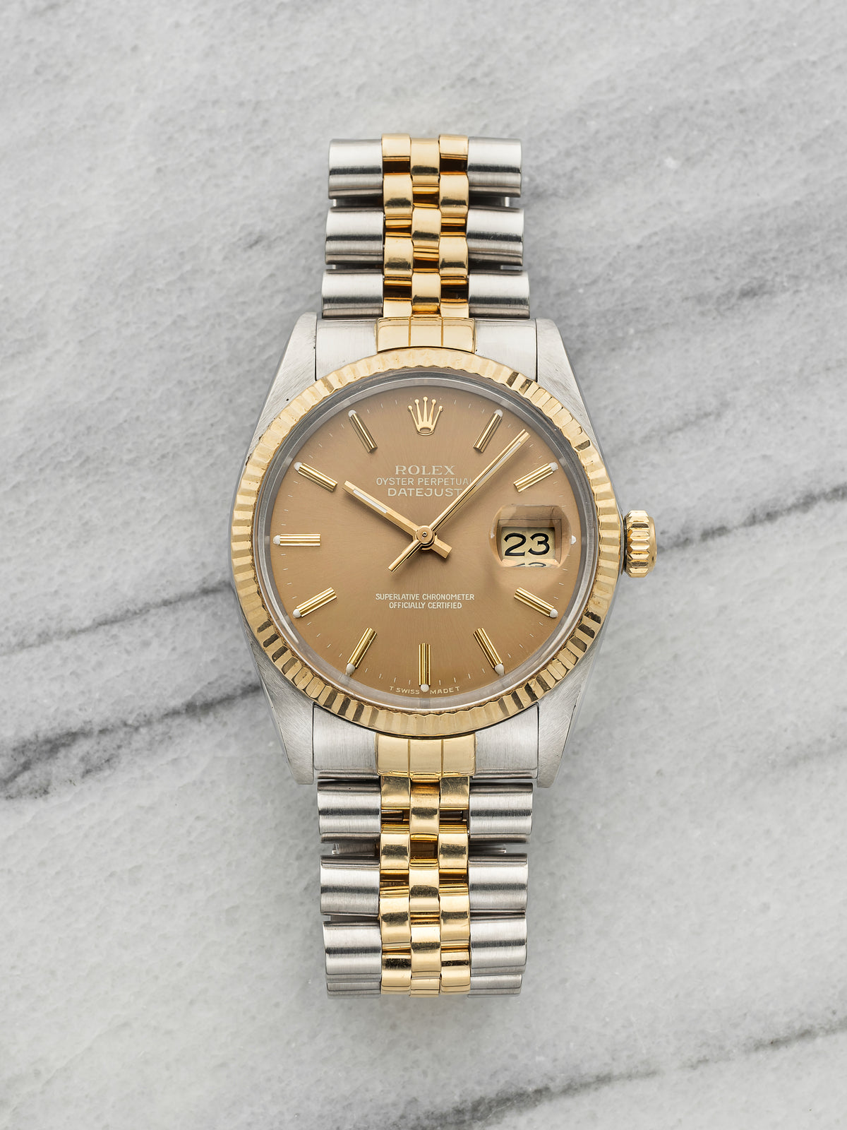 Vintage 1986 Rolex Datejust 16013 Two-Tone Mocha Sunburst Dial Auto 36mm