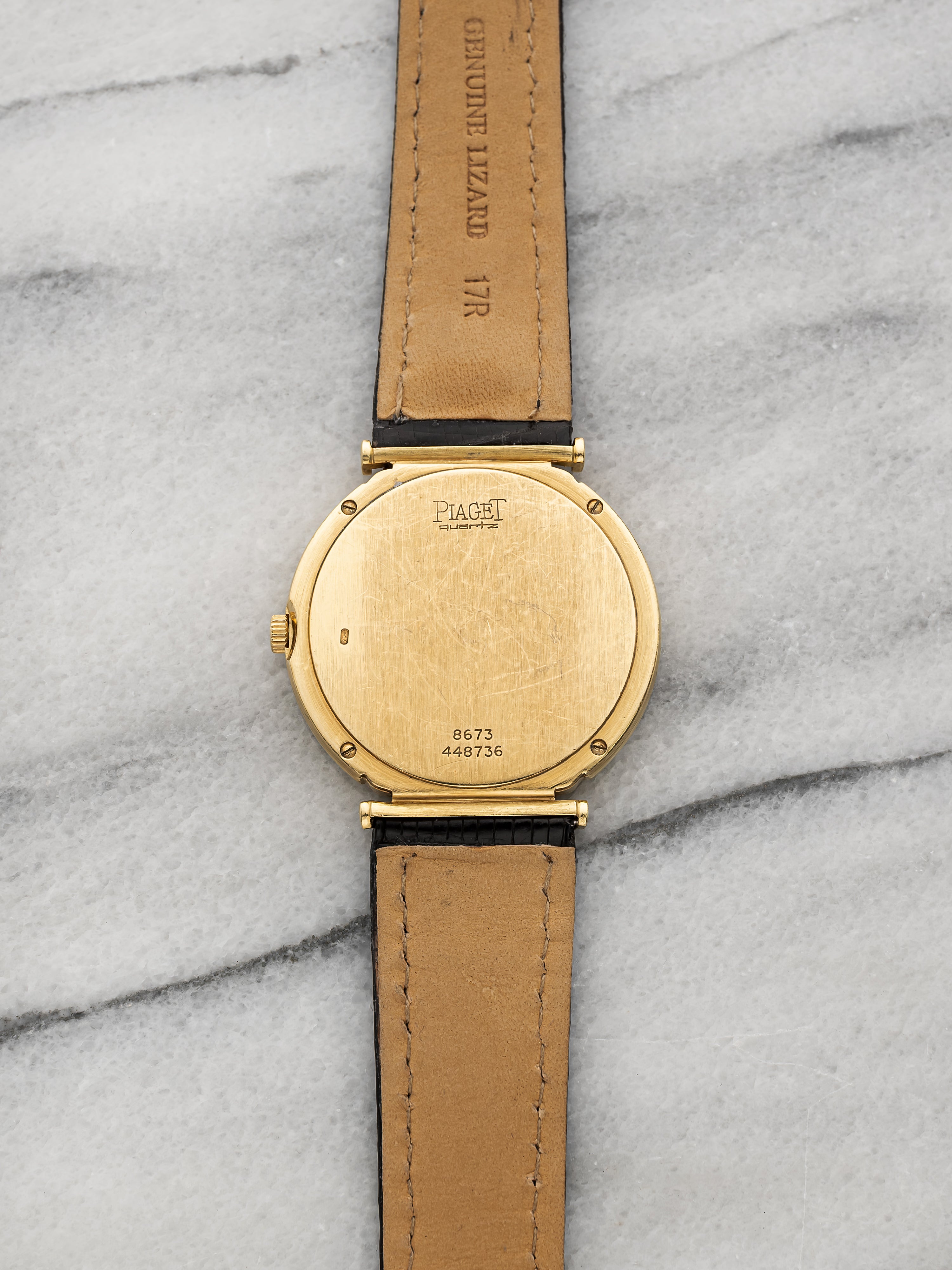 Vintage 1980s Piaget Polo 8673 18K Yellow Gold Onyx Dial Quartz 31 mm