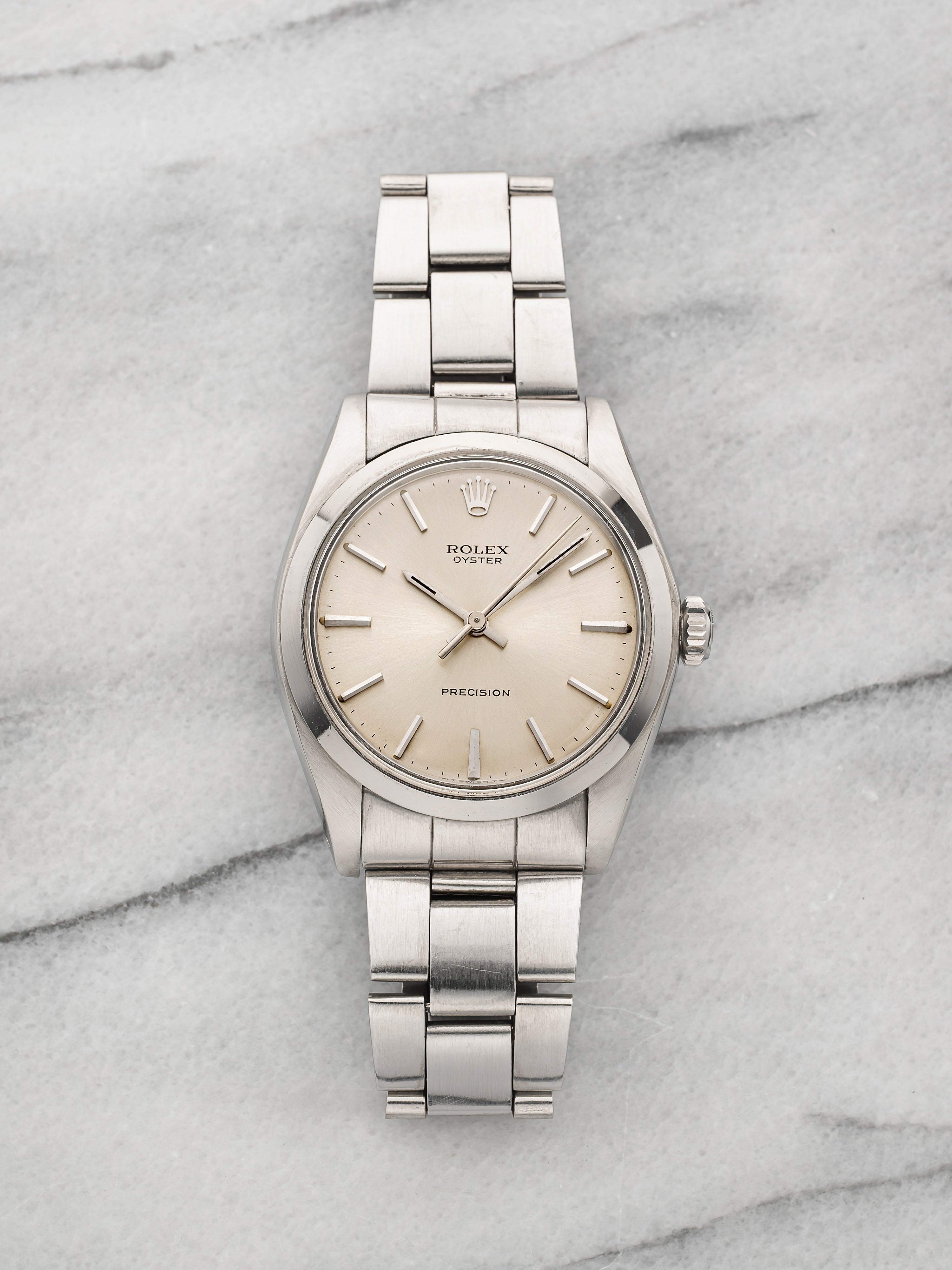 Vintage 1974 Rolex Oyster 6426 Stainless Steel Silver Sunburst Dial Manual 34mm