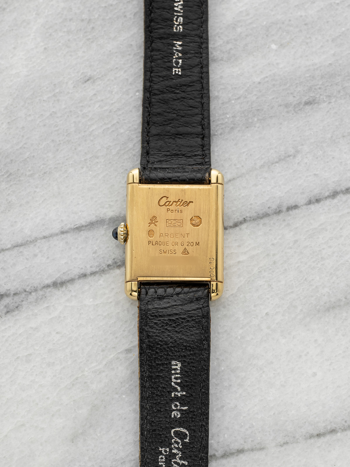 Vintage 1980s Lady Must de Cartier Tank 66001 YG Vermeil Lemon Dial Quartz 21mm
