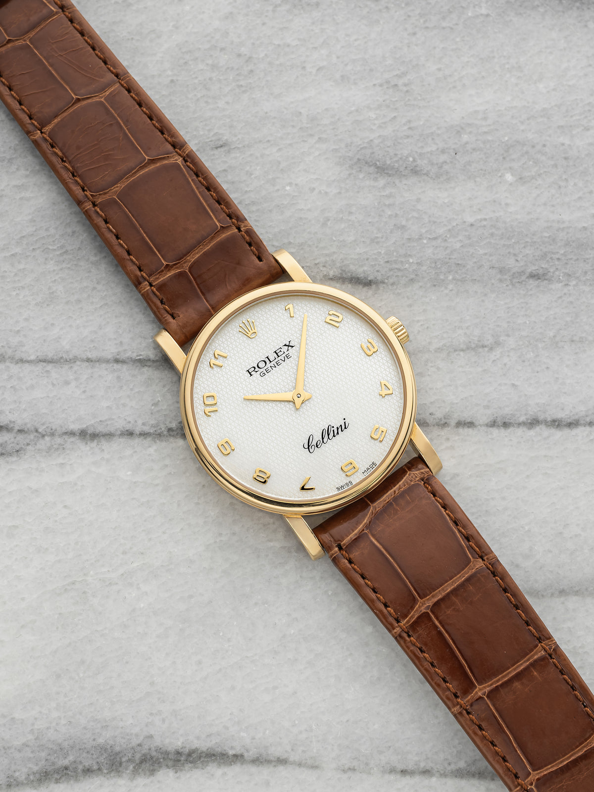 2008 Rolex Cellini 5115 18K YG Mother of Pearl Honeycomb Guilloche Manual 32mm