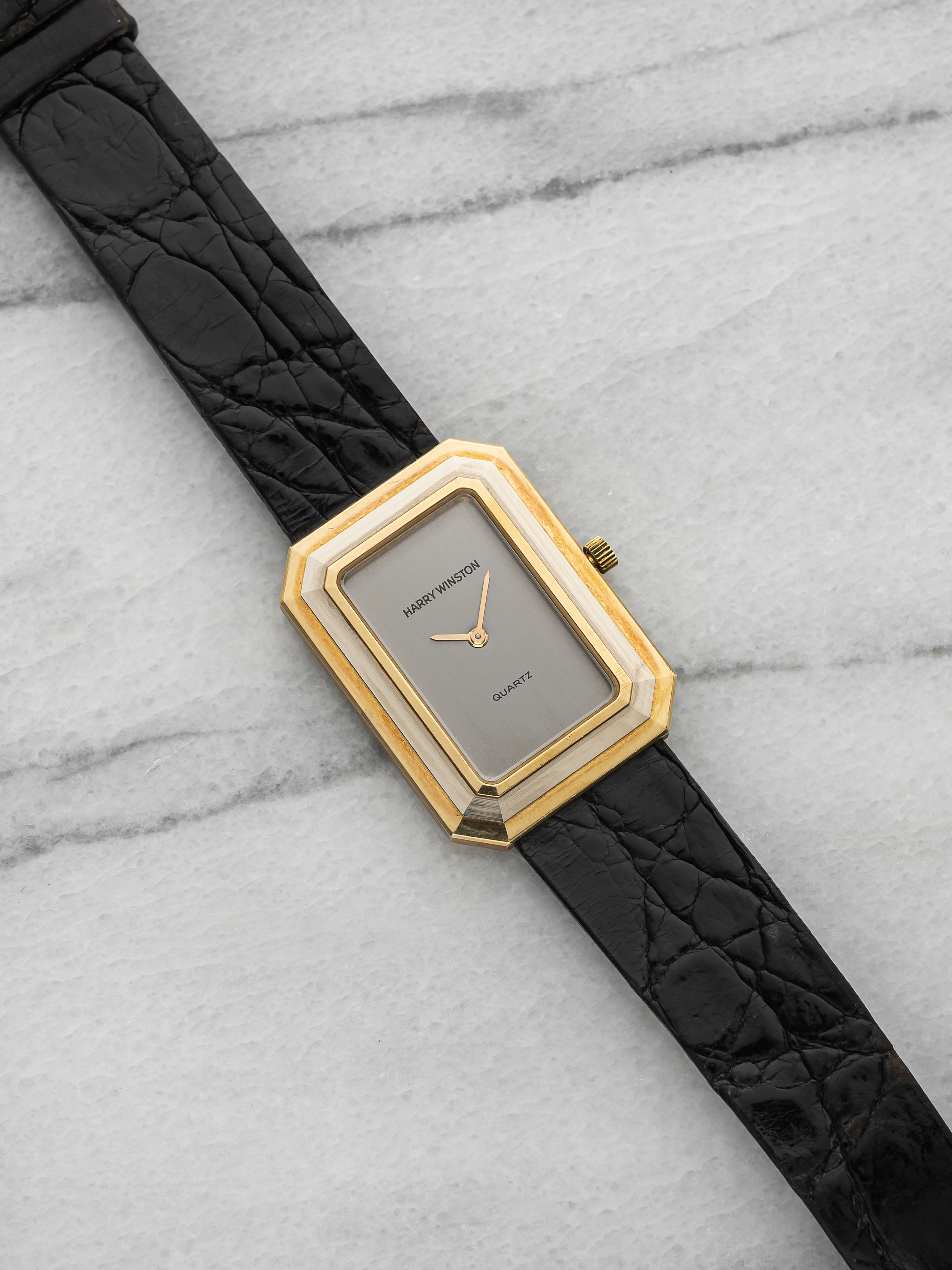 Vintage 1990s Harry Winston 6206 Tri-Tone 18K Gold Silver Dial Quartz 23mm