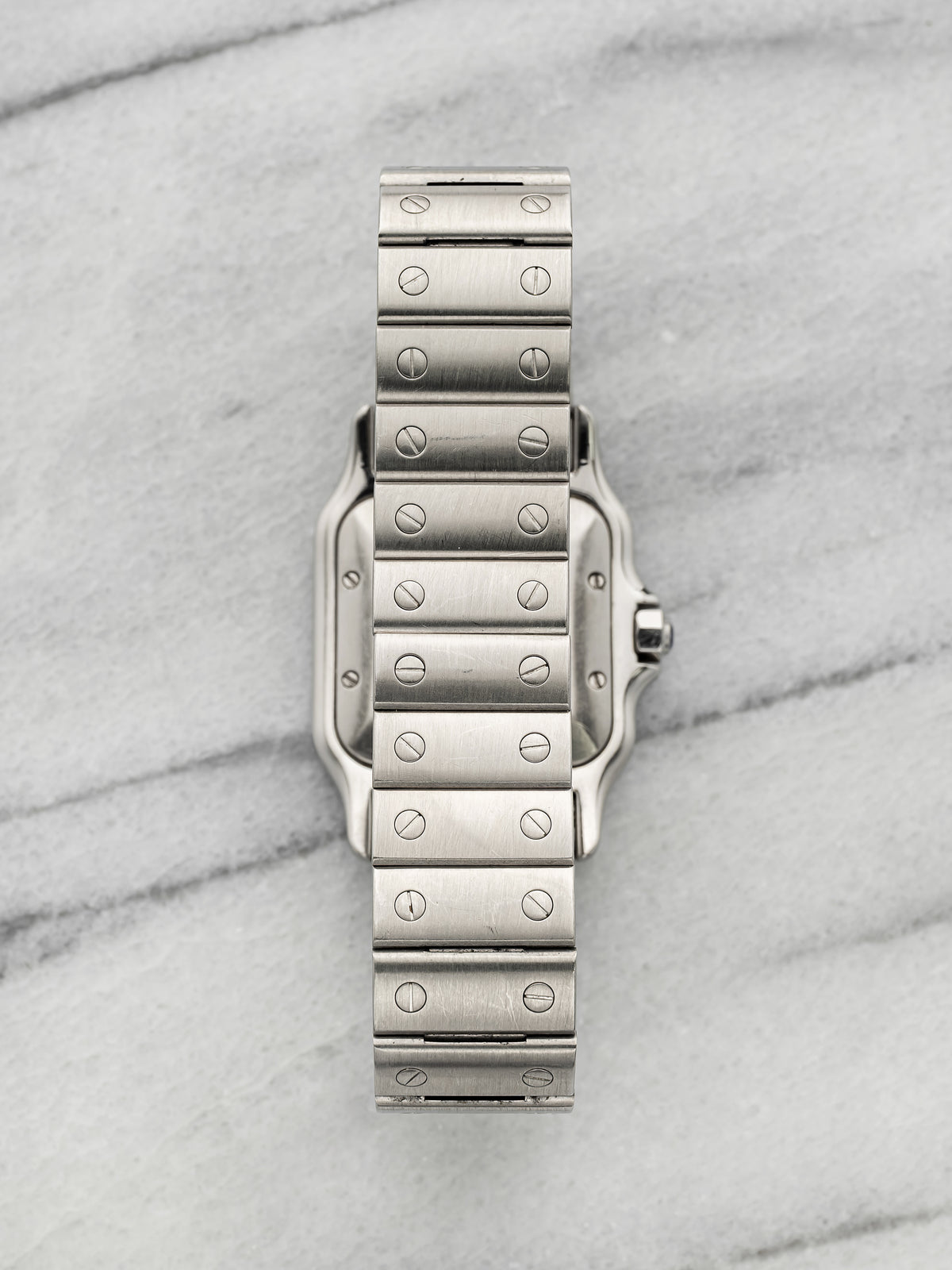 Vintage 1990s Cartier Santos 2319 Stainless Steel Cream Patina Dial Auto 29mm